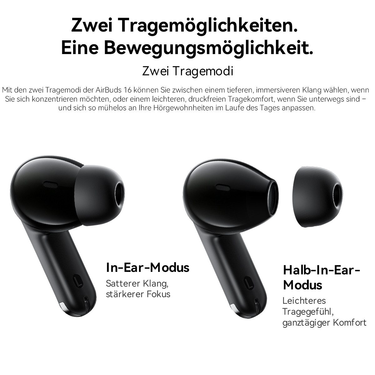 blackview AirBuds 16 Kabellose Kopfhörer Bluetooth 6.0 IPX4 30h Akku wireless In-Ear-Kopfhörer (Bluetooth, Ultraleichte 2.8g In-Ear Kopfhörer, Wasserschutz, USB – Bild 3 von 5