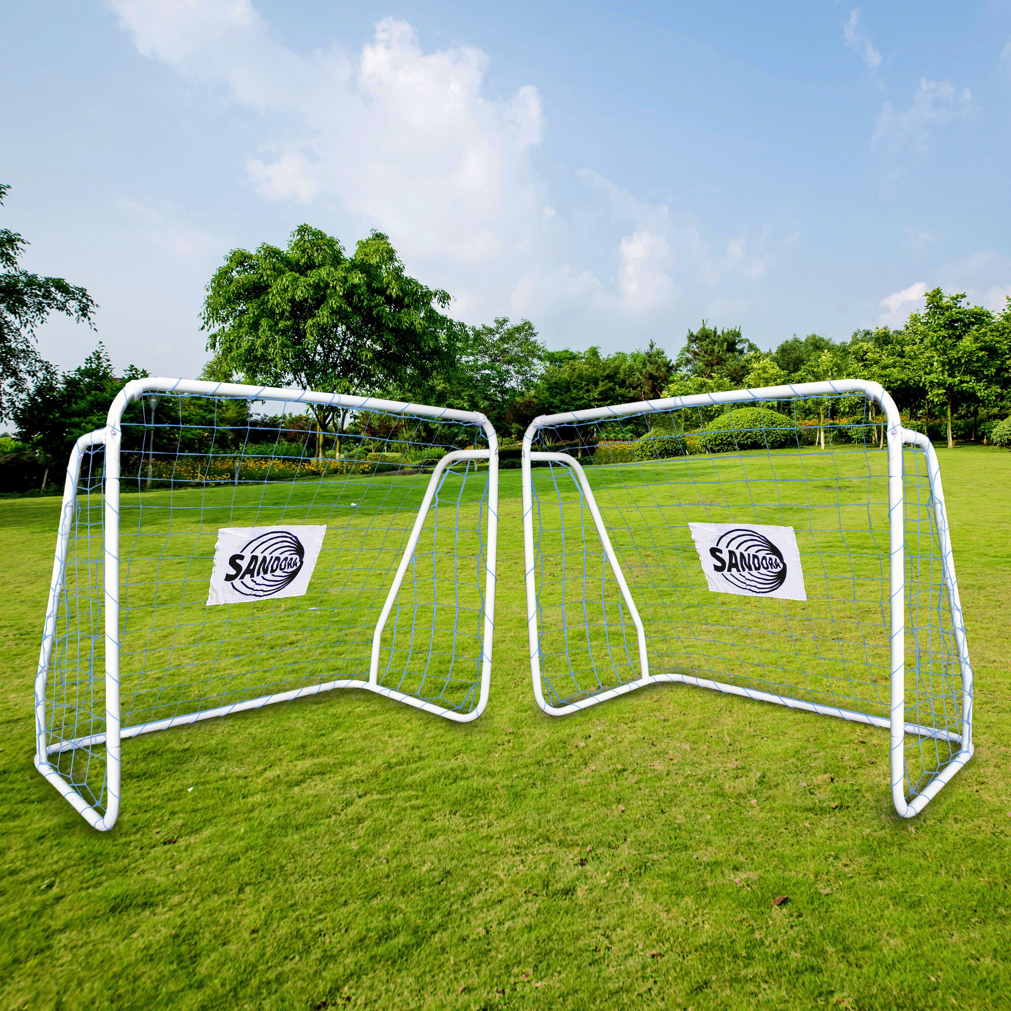 SANDORA Fußballtor Sandora (Set, 2 St), 124x96x61cm mit blauem Netz