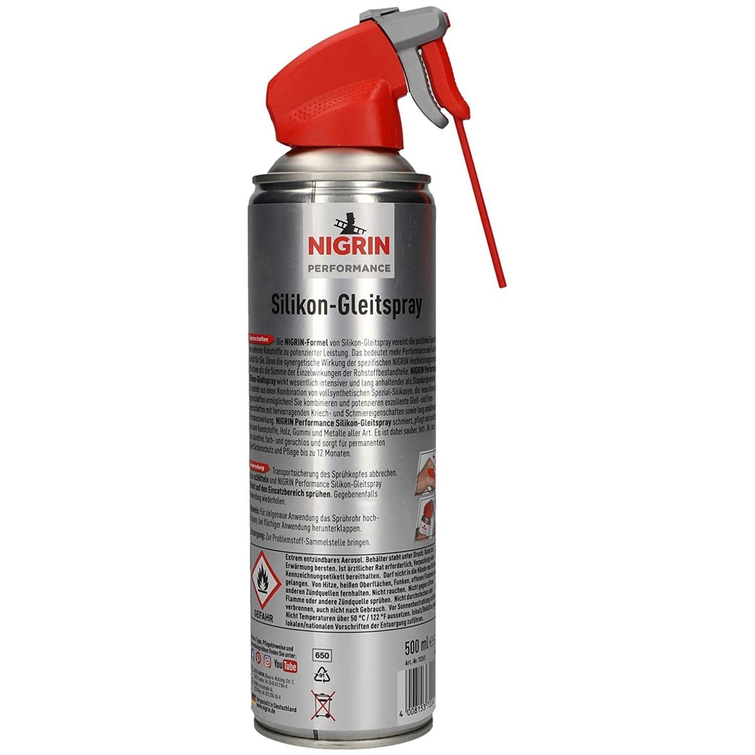 NIGRIN Silikonöl Hybrid Silikon-Spray 500ml Gleitmittel Spray-Dose, Trennmittel Schmiermittel Pflege Silikon-Gleitspray Trenn-Spray – Bild 2 von 4