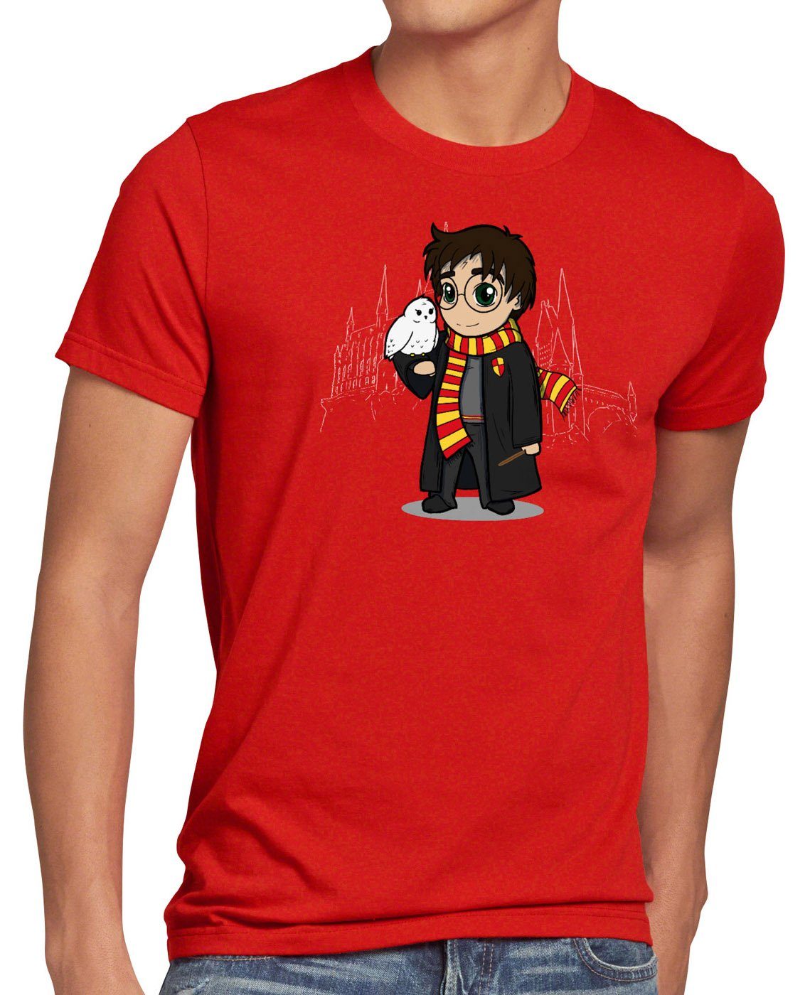 style3 Print-Shirt Herren T-Shirt Harry Chibi anime manga zauberei rot