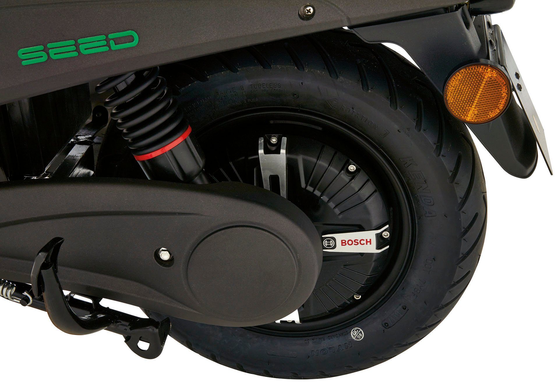 GreenStreet W, und inkl. Akkus Topcase E-Motorroller SEED 45 1660 km/h, 2 Plus, schwarz