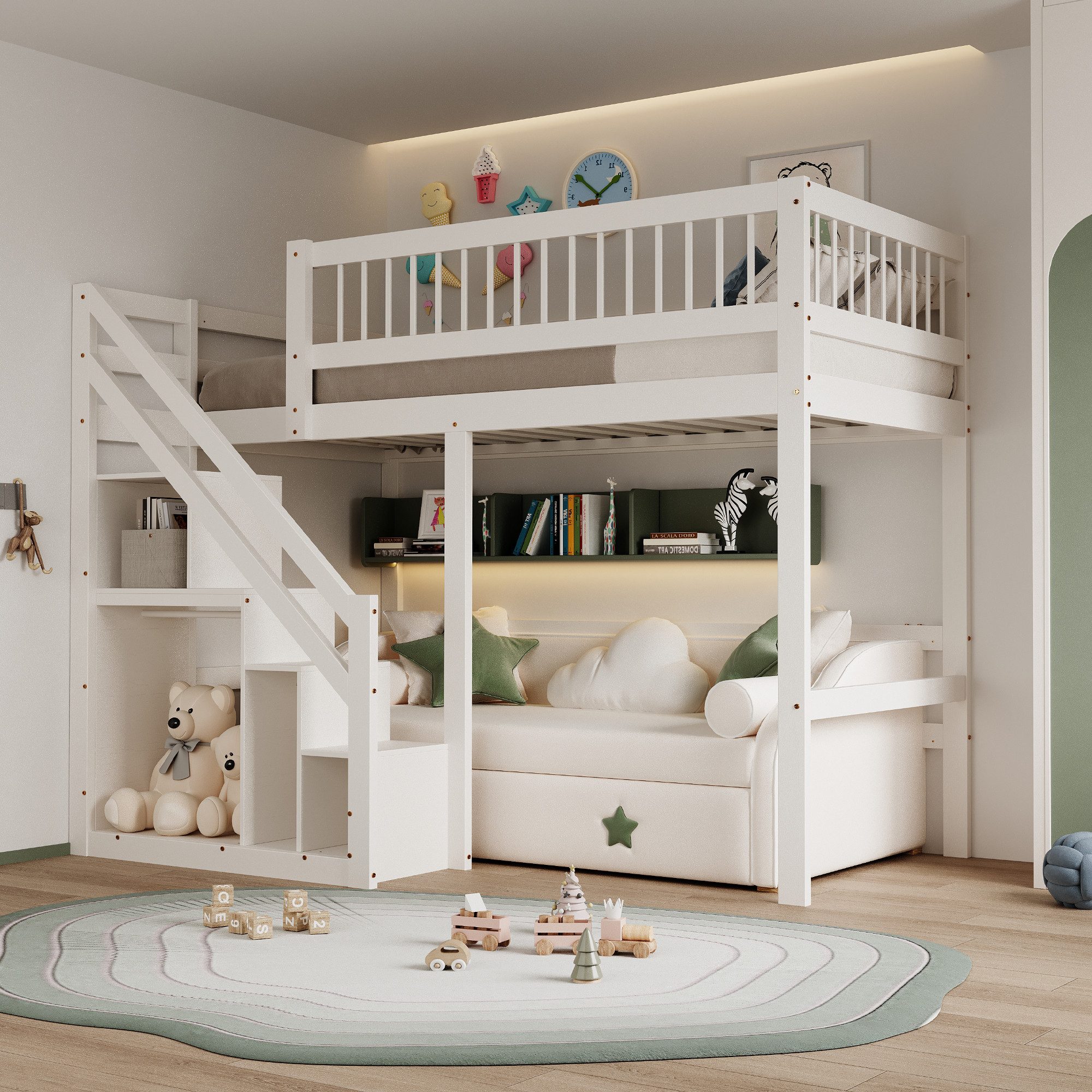 Flieks Hochbett Massivholz Einzelbett Kinderbett 90x200cm günstig online kaufen