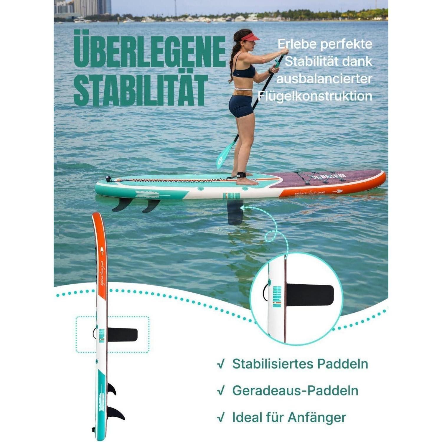 LuxusKollektion Inflatable SUP-Board Paddleboard 320cm 200kg 2 Floral Symphony mit dem Balanceflügel