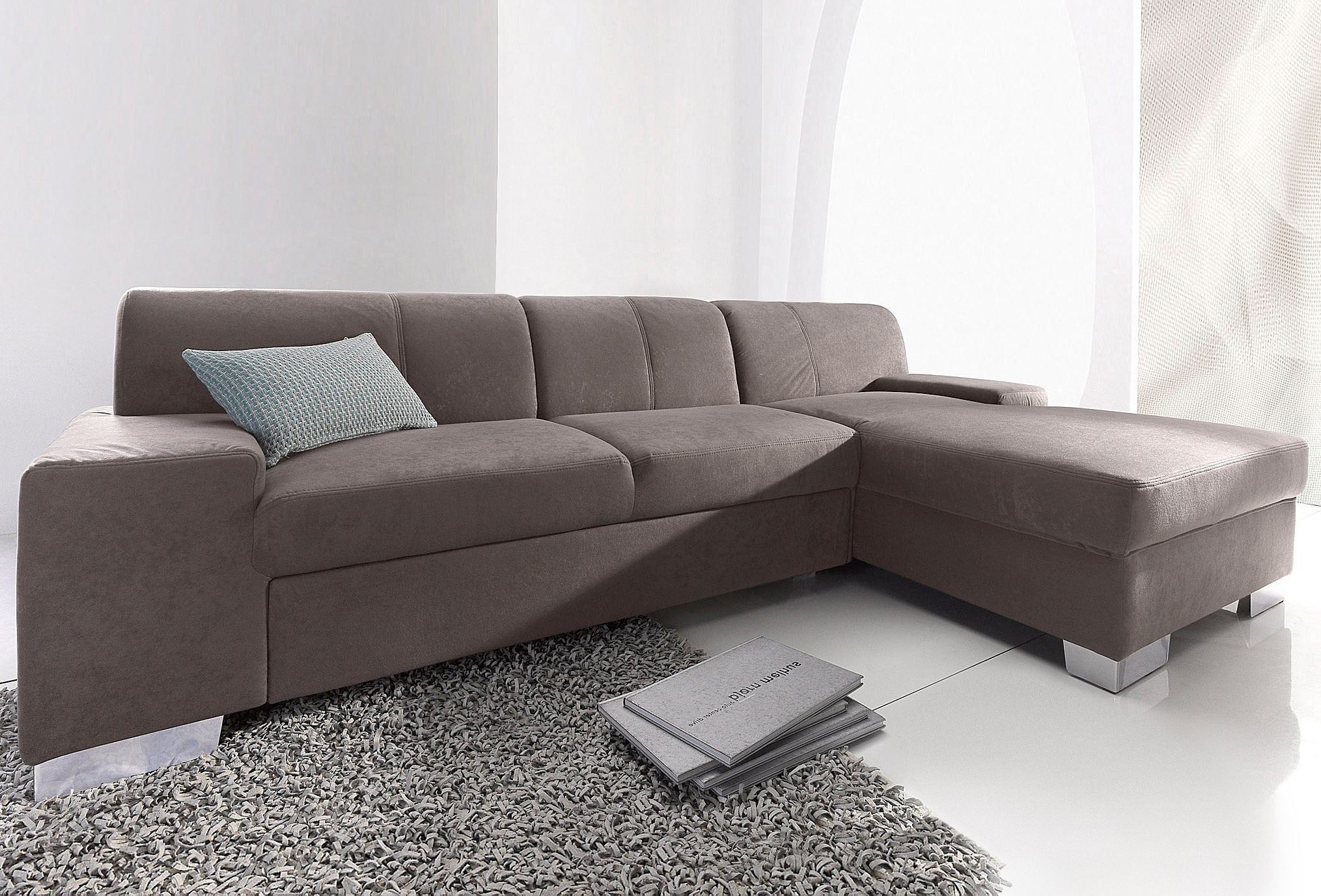 DOMO collection Ecksofa Star, zeitlose Formensprache, elegante Optik, Breite 248cm, L-Form, wahlweise mit Bettfunktion