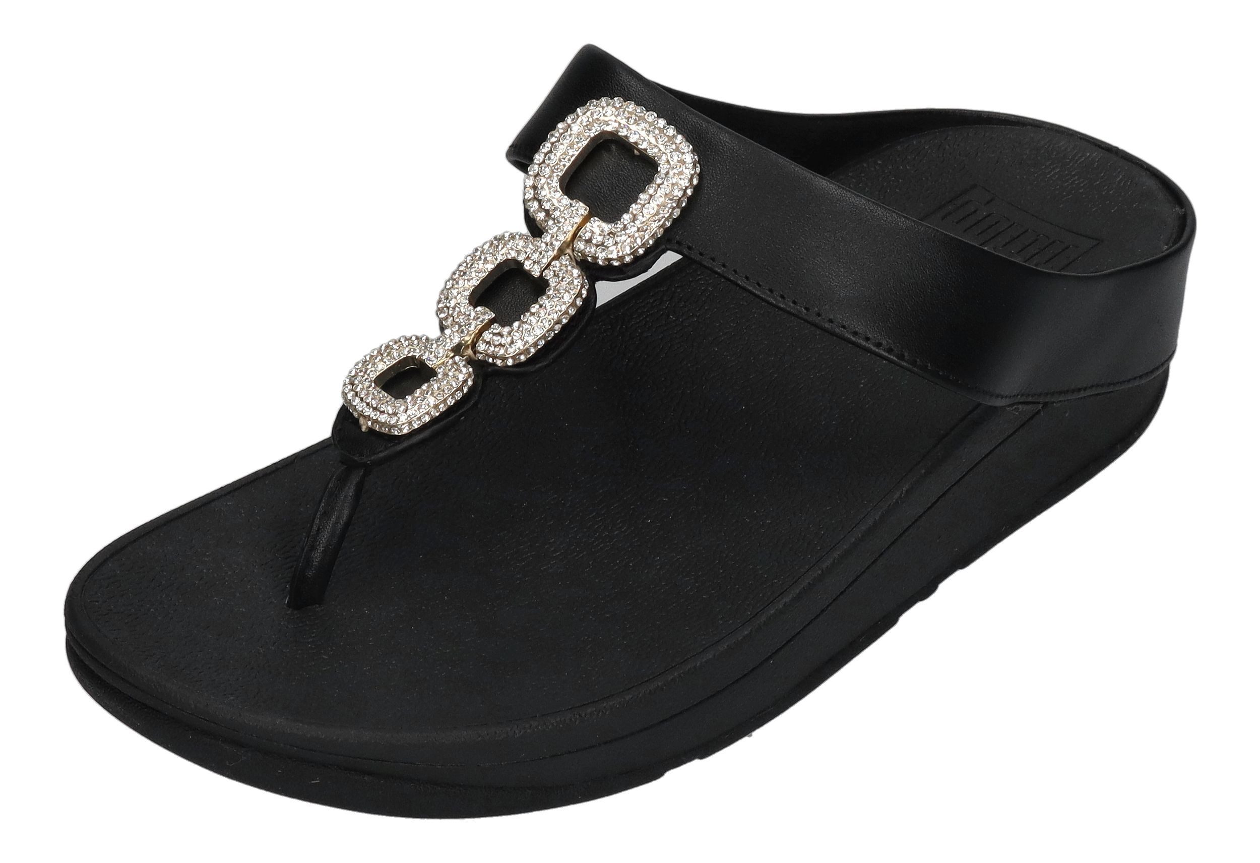 Fitflop FINO Crystal-Chain Leather Zehentrenner Black günstig online kaufen