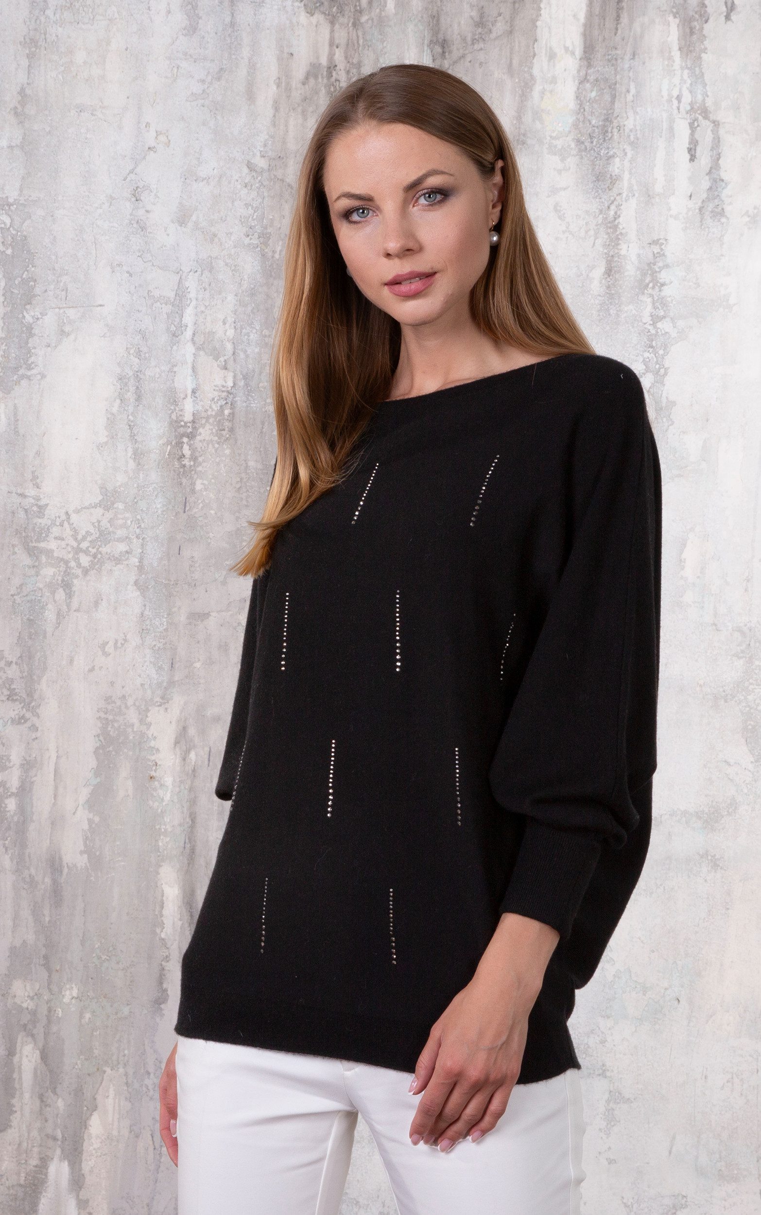 Passioni Strickpullover mit dezenten Strassdetails