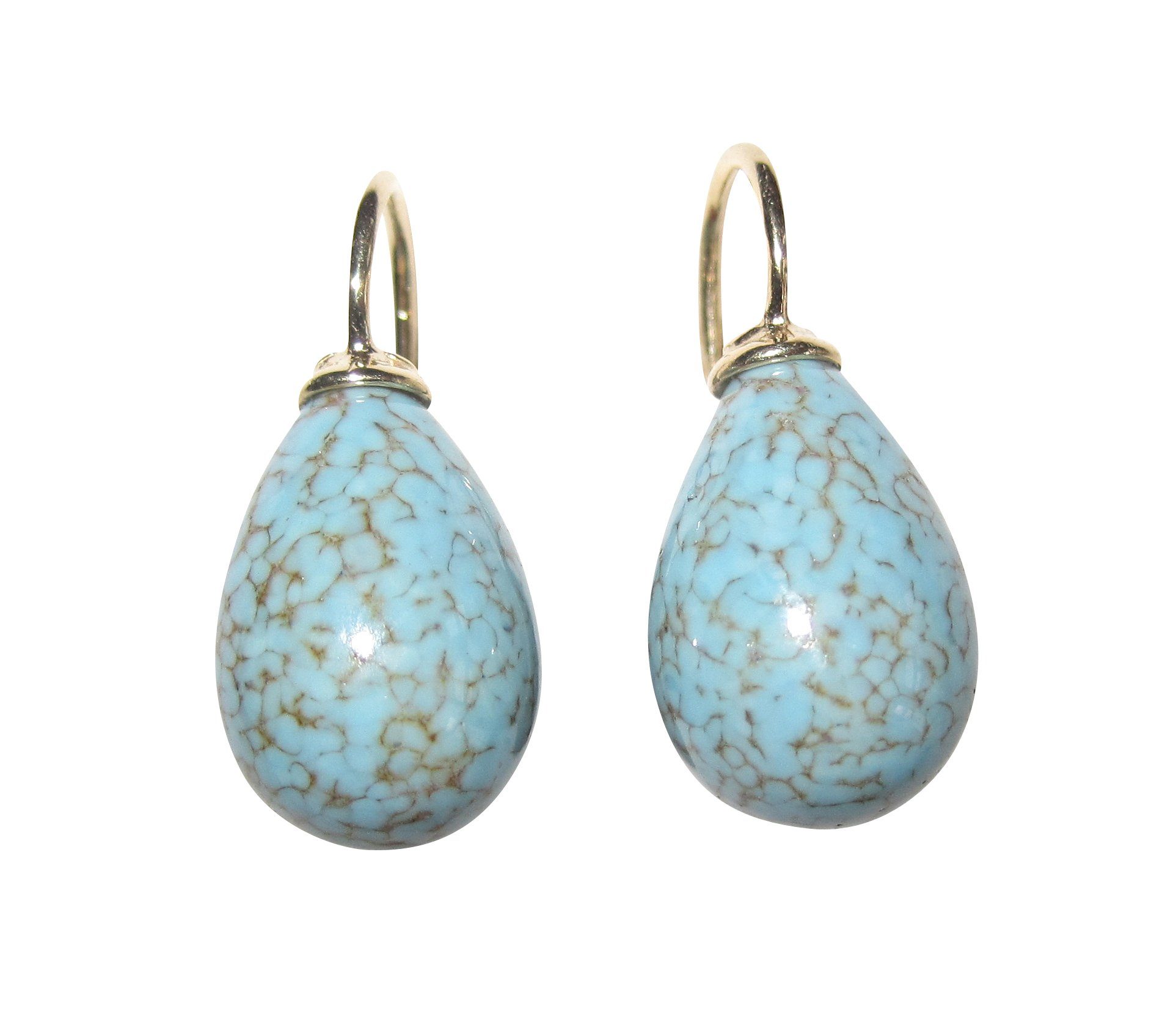 Paar Ohrhänger Lea türkis marmoriert gold-platt. klassisch elegant
