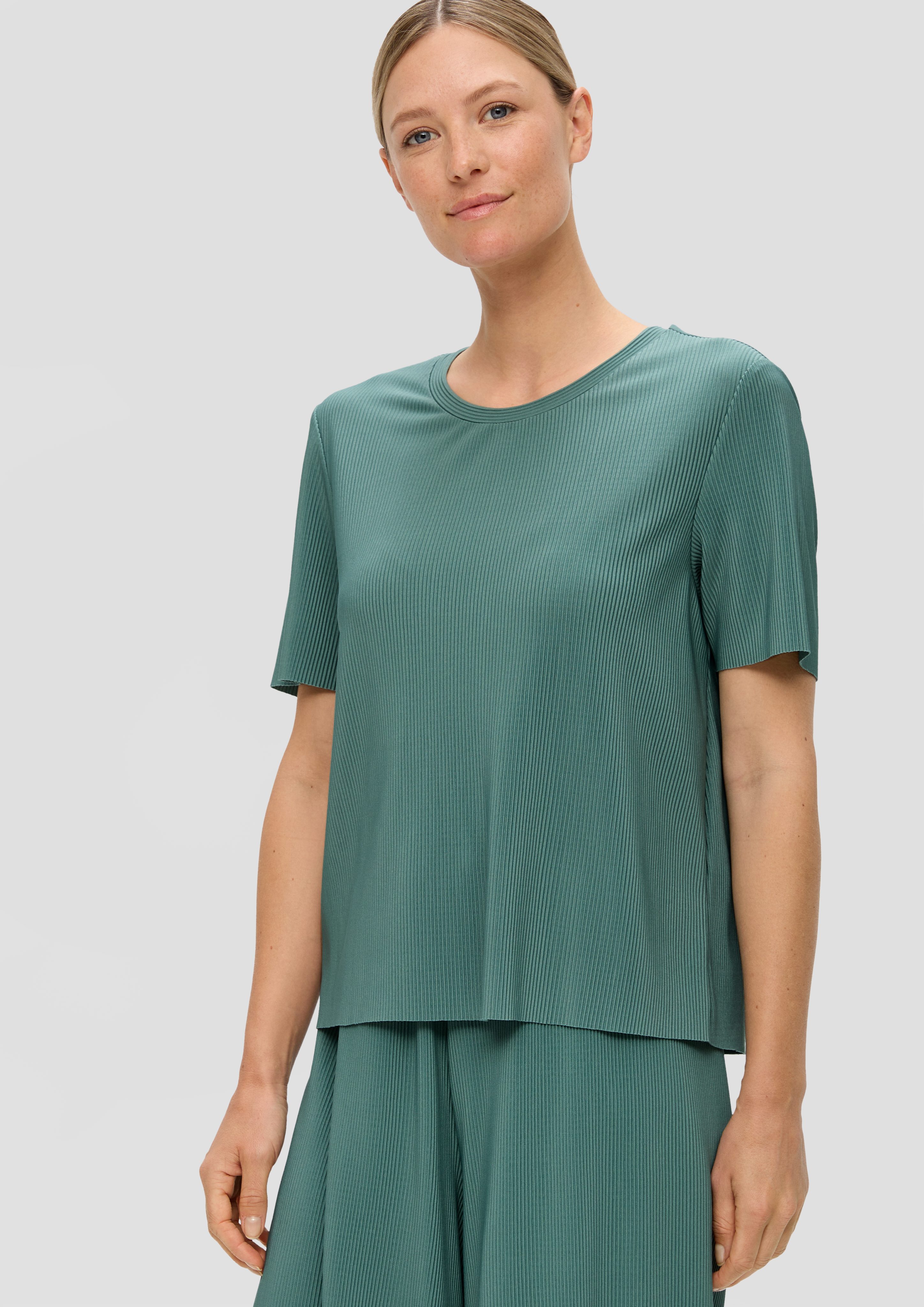 s.Oliver Kurzarmshirt T-Shirt mit Plisseefalten günstig online kaufen
