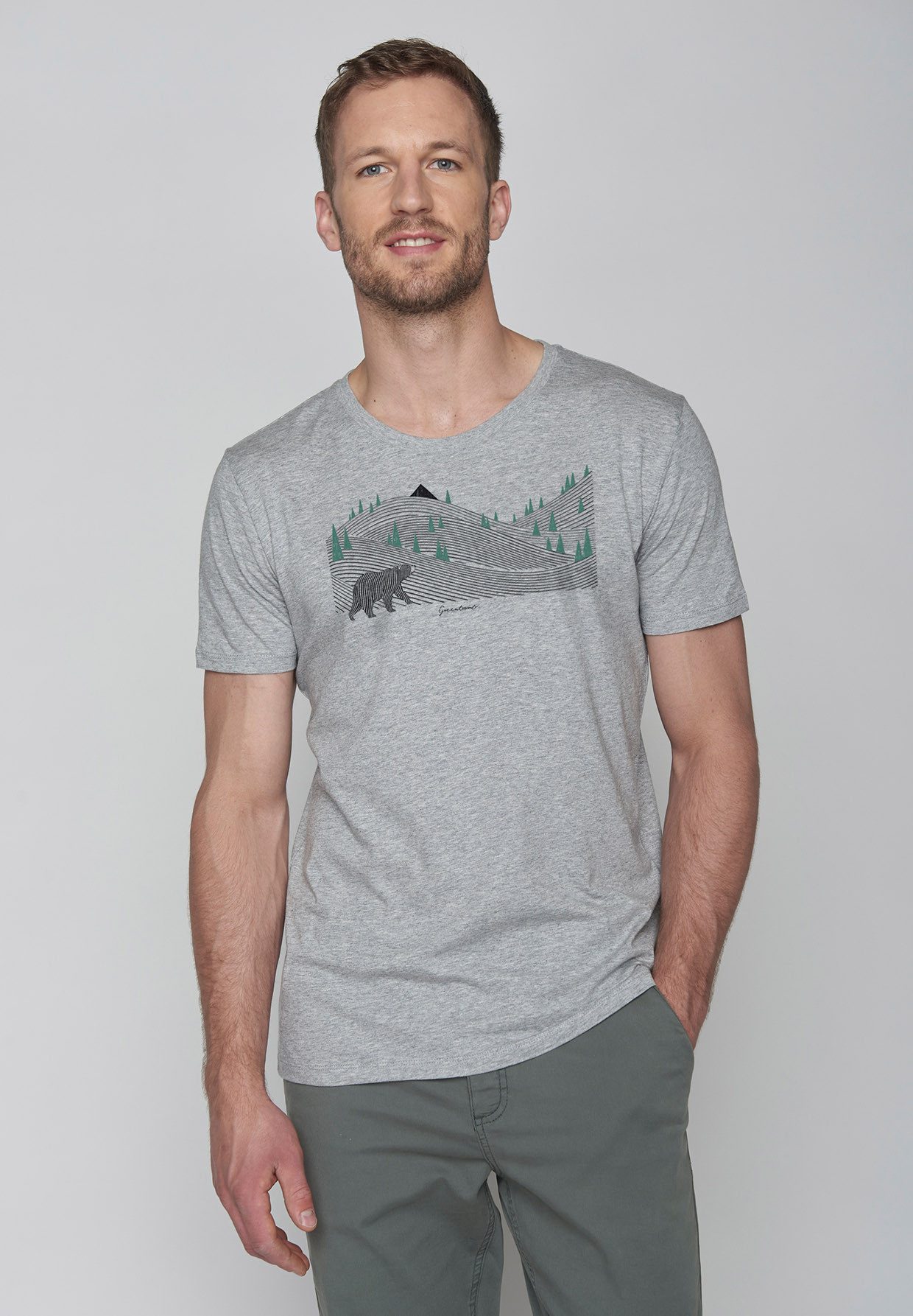 GreenBomb T-Shirt Guide Animal Bearland Motiv Tiere Bär (1-tlg., 1) klassischer Schnitt, tailliert, Rundhalsausschnitt, Bio-Baumwolle
