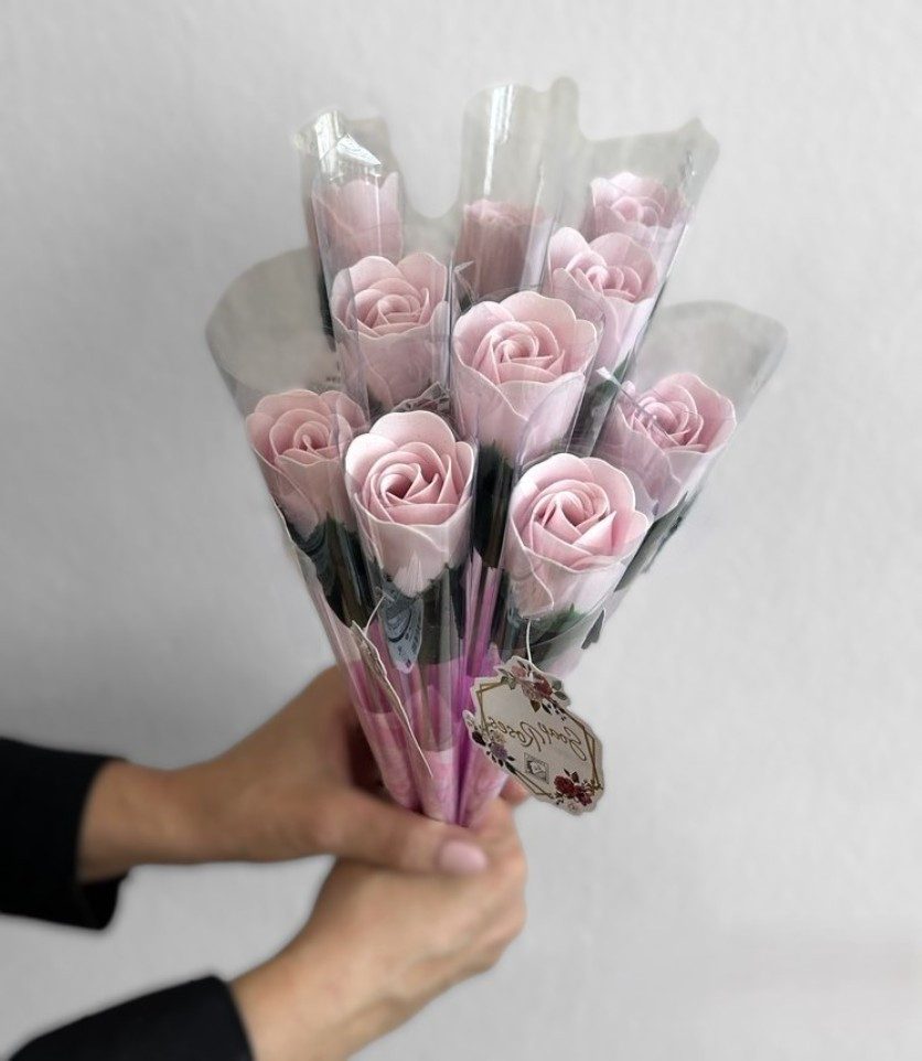 Badezusatz Baderosen Strauß » Set 10 x Bade Rosen » Badekonfetti mit Rosen Duft