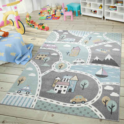 Kinderteppich Kinderteppich Spielteppich Für Kinderzimmer Mit Straßen-Motiv, TT Home, rechteckig, Höhe: 13 mm