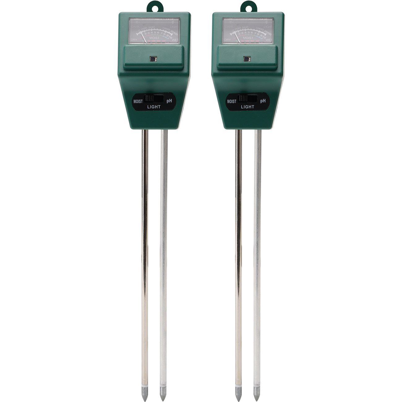Casativo Feuchtigkeitsmesser 3in1 Bodentester Pflanzenerde-Messgerät für Feuchtigkeit pH-Wert Licht, (2-St., 1er-Set & 2er-Set & 4er-Set), 3-in-1 Bodentest strom- & batteriefrei/inkl. Tabelle mit Idealwerten