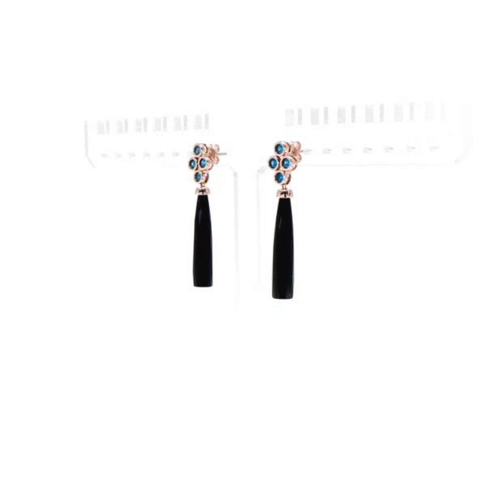 Cavill Ohrring-Set Cavill Ohrringe rosévergoldet, schwarzer Onyx 20,7 ct, Apatit blau (2-tlg)