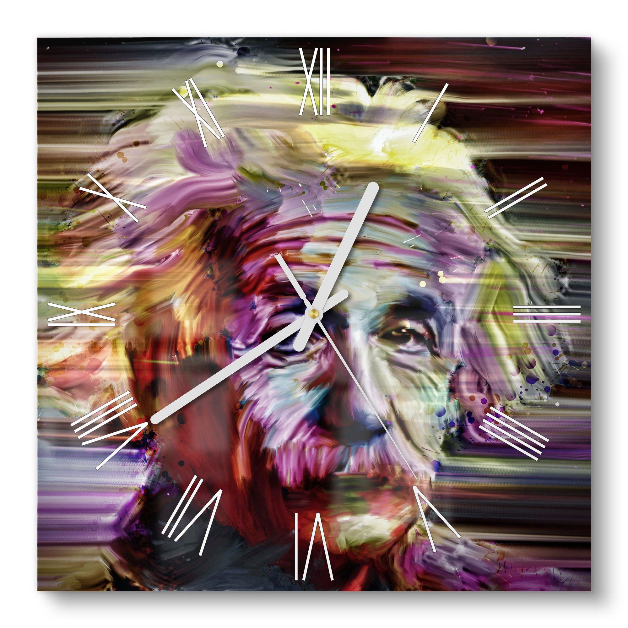DEQORI Wanduhr 'Albert Einstein Porträt' (Glas Glasuhr modern Wand Uhr  Design Küchenuhr)