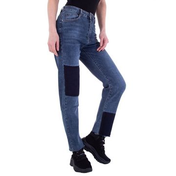 Ital-Design Straight-Jeans Damen Freizeit Jeansstoff Stretch Straight Leg Jeans in Blau