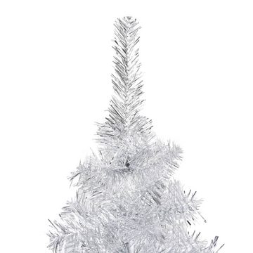 vidaXL Künstlicher Weihnachtsbaum Künstlicher Weihnachtsbaum mit LEDs Kugeln Silbern 150cm PET