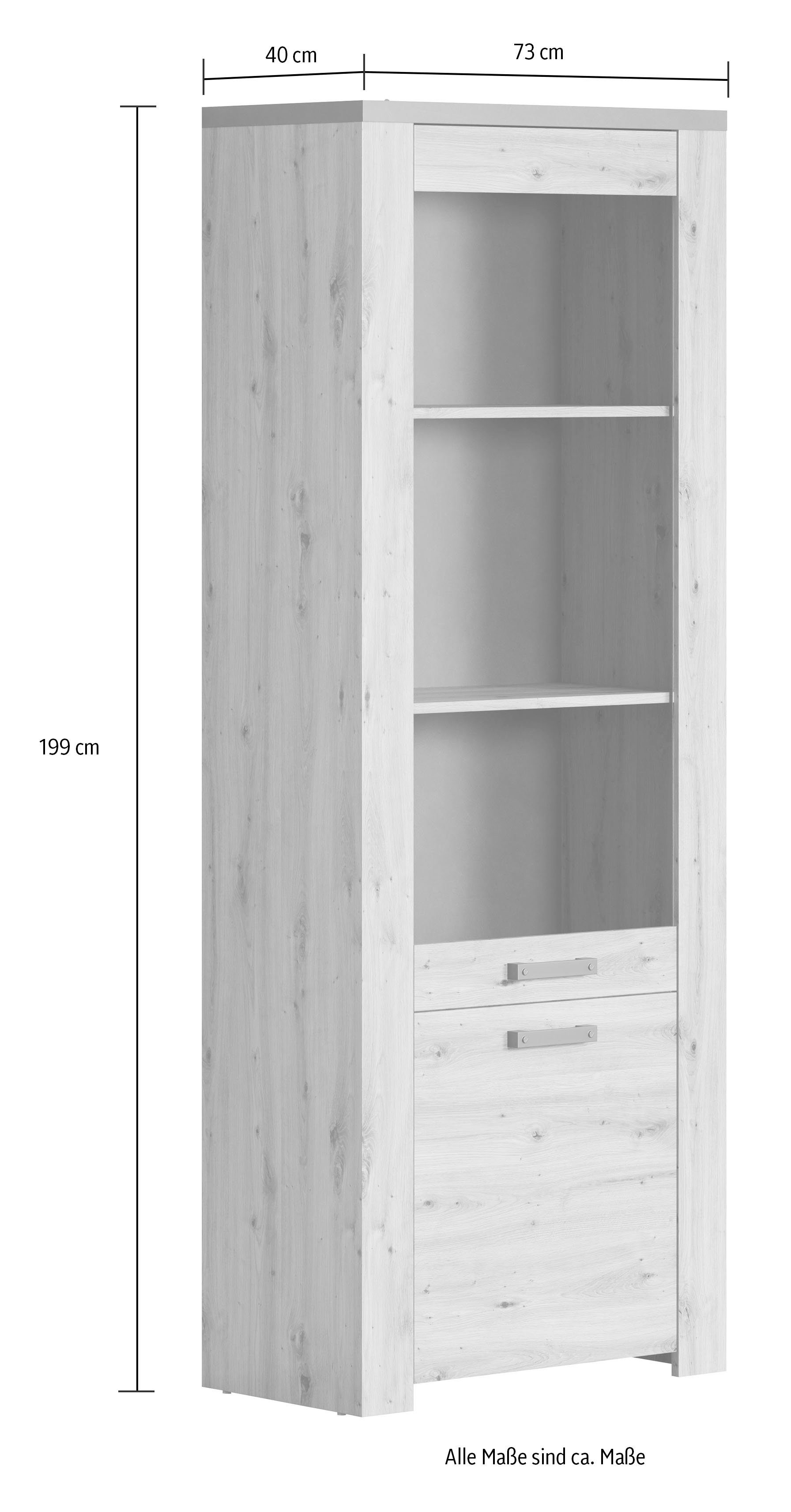 Vitrine Breite (1-St) rechts Ambres Home Glastür, affaire 73 oder links cm, mit Türanschlag