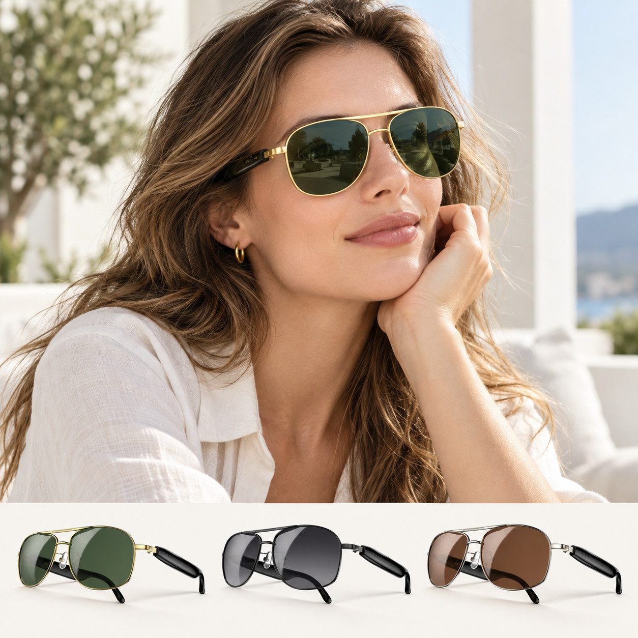 blackview LED-Brille D1 Audio Sonnenbrille für Damen und Herren, Bluetooth Brille 6 Std. Musik, UV-Schutz, Touch-Steuerung, Magnetisches Laden