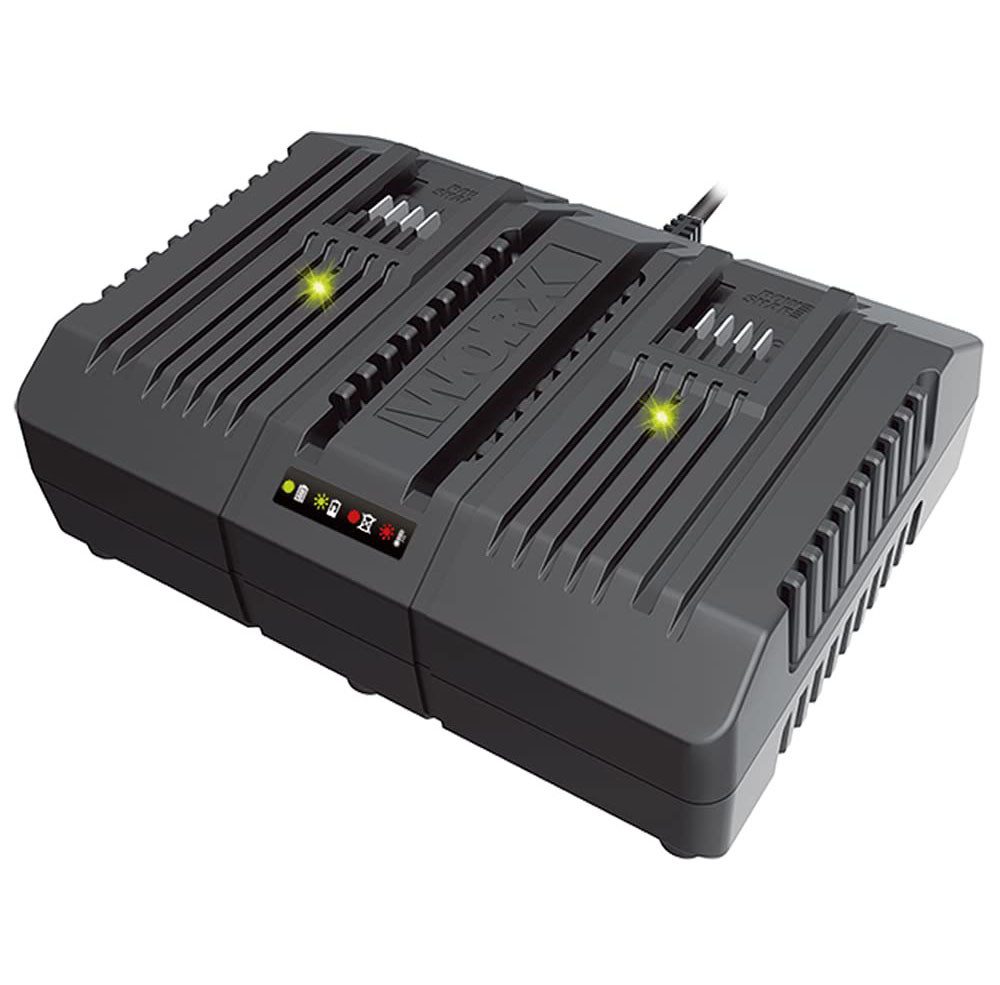 Worx WA3883 Dual-Ladegerät Werkzeug-Akku-Ladetechnik (4000 mA, gleichzeitiges Aufladen, 2 Lademodi, für alle PowerShare)