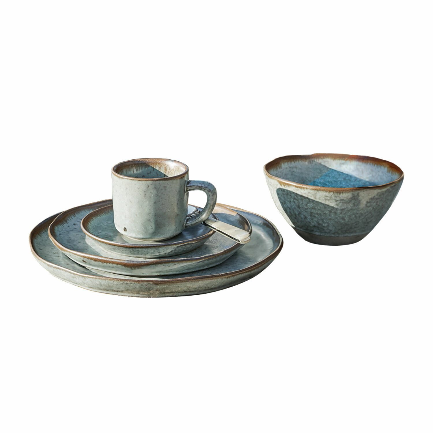 Mirabeau Geschirr-Set Geschirr 30er Set Biarré türkis/braun, Steinzeug