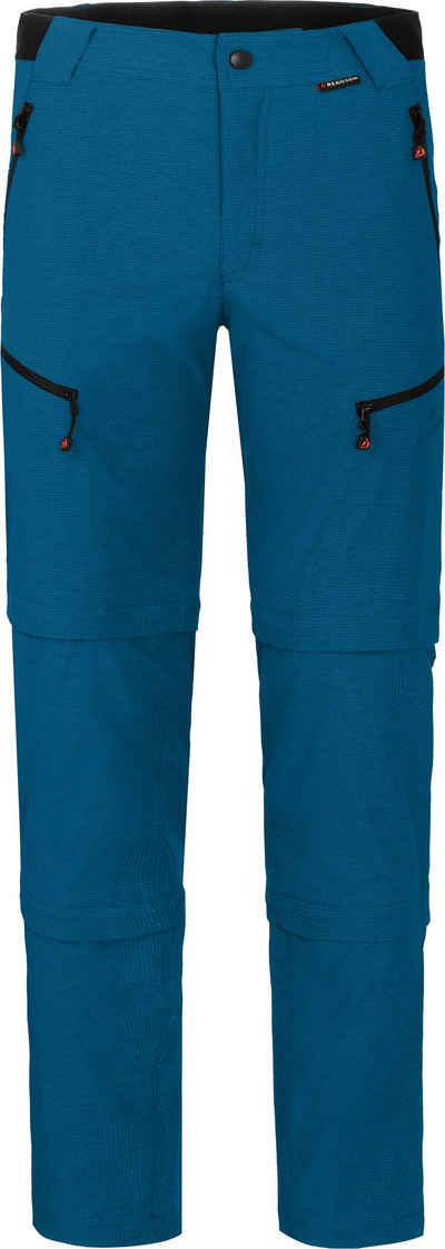 Bergson Zip-off-Hose LEBIKO Doppel Zipp-Off mit T-ZIPP Herren Wanderhose, robust elastisch, Normalgrößen, Saphir blau