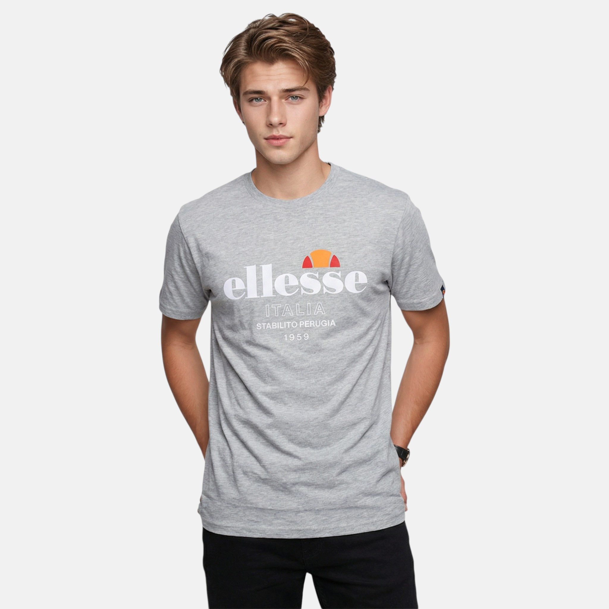 Ellesse T-Shirt Ellesse T-Shirt Herren S - XXL hellgrau melliert Ellesse Sport Shirt