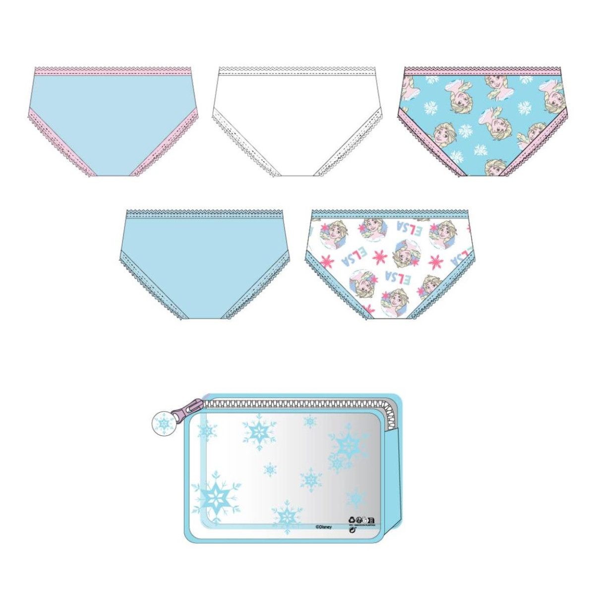 Disney Frozen Slip Kinder 5'Er Unterwäsche Set Mädchen 100% Baumwolle (5-St) – Bild 2 von 2