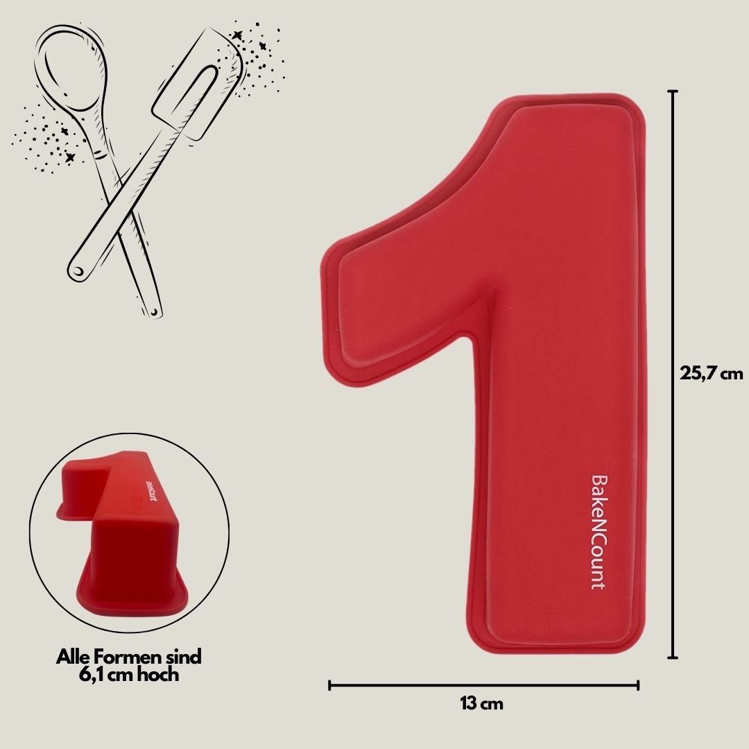 BakeNCount Backform BakeNCount Kuchen Backform-Set Zahlen 18 (1 und 8), extra Groß – Bild 2 von 5
