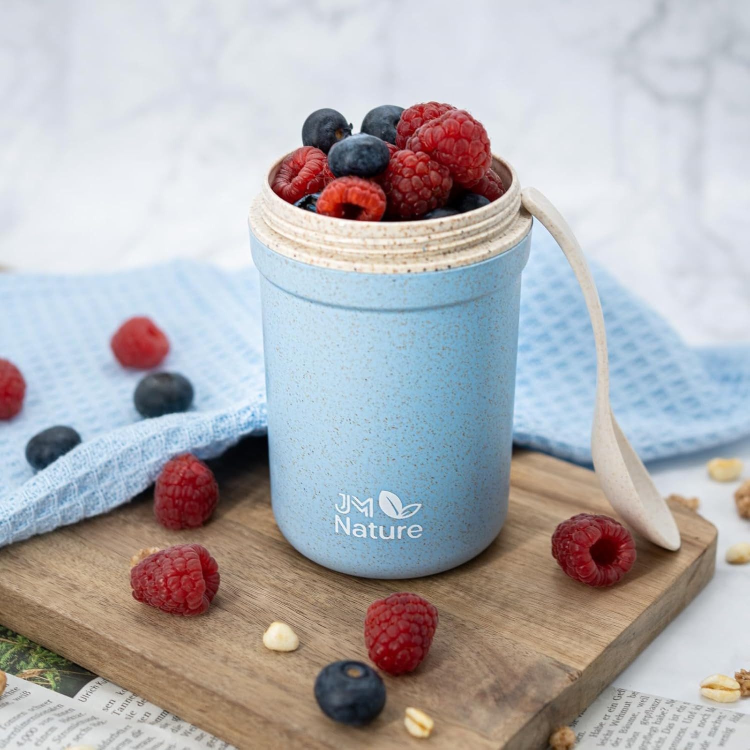 JM Nature Müslibox JM Nature To Go Müslibecher 2x Praktische Joghurtbecher Deckel Löffel – Bild 4 von 5