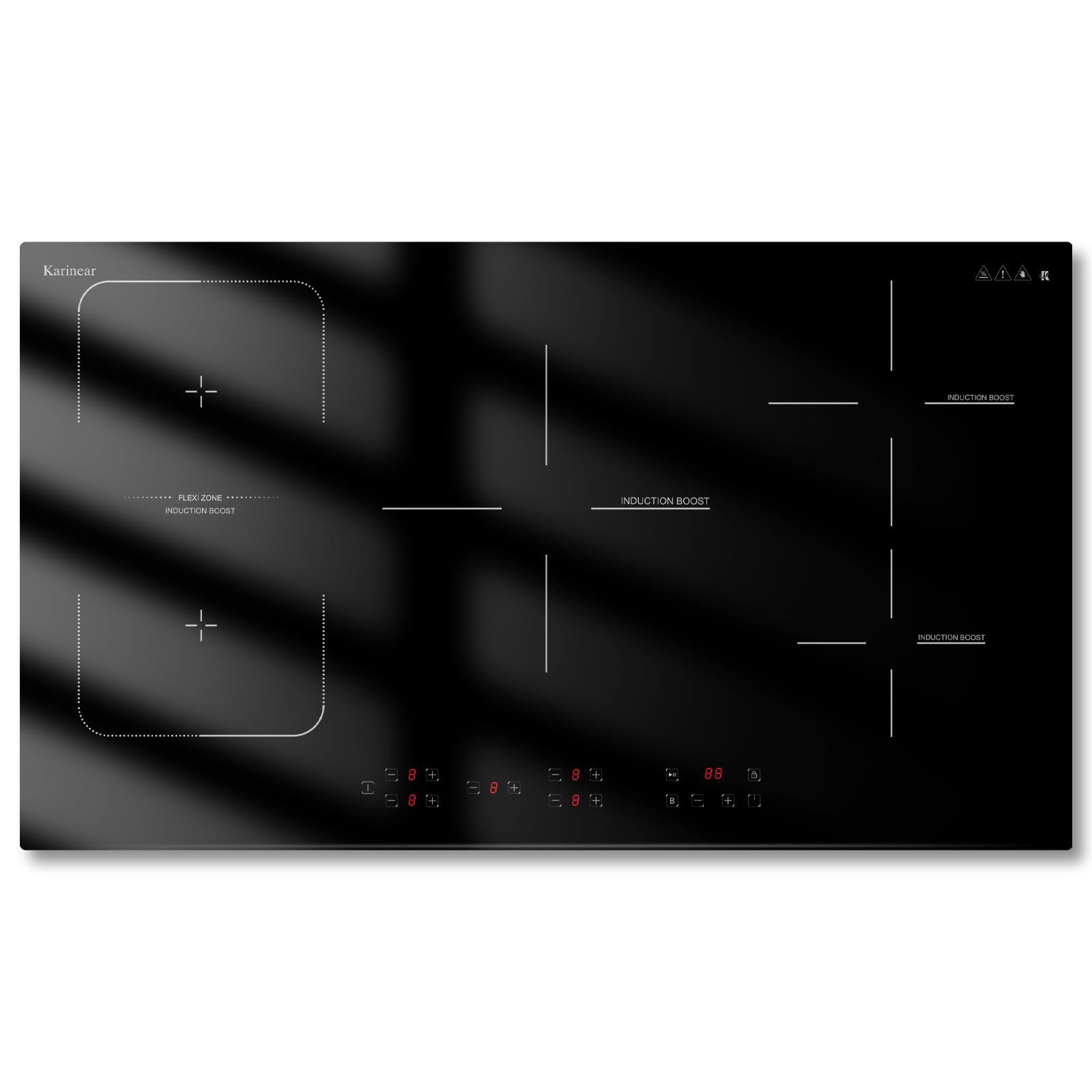 Karinear Elektro-Kochfeld Induktionskochfeld 5 Platten, Kochfeld Induktion Einbau 90CM, 7200W