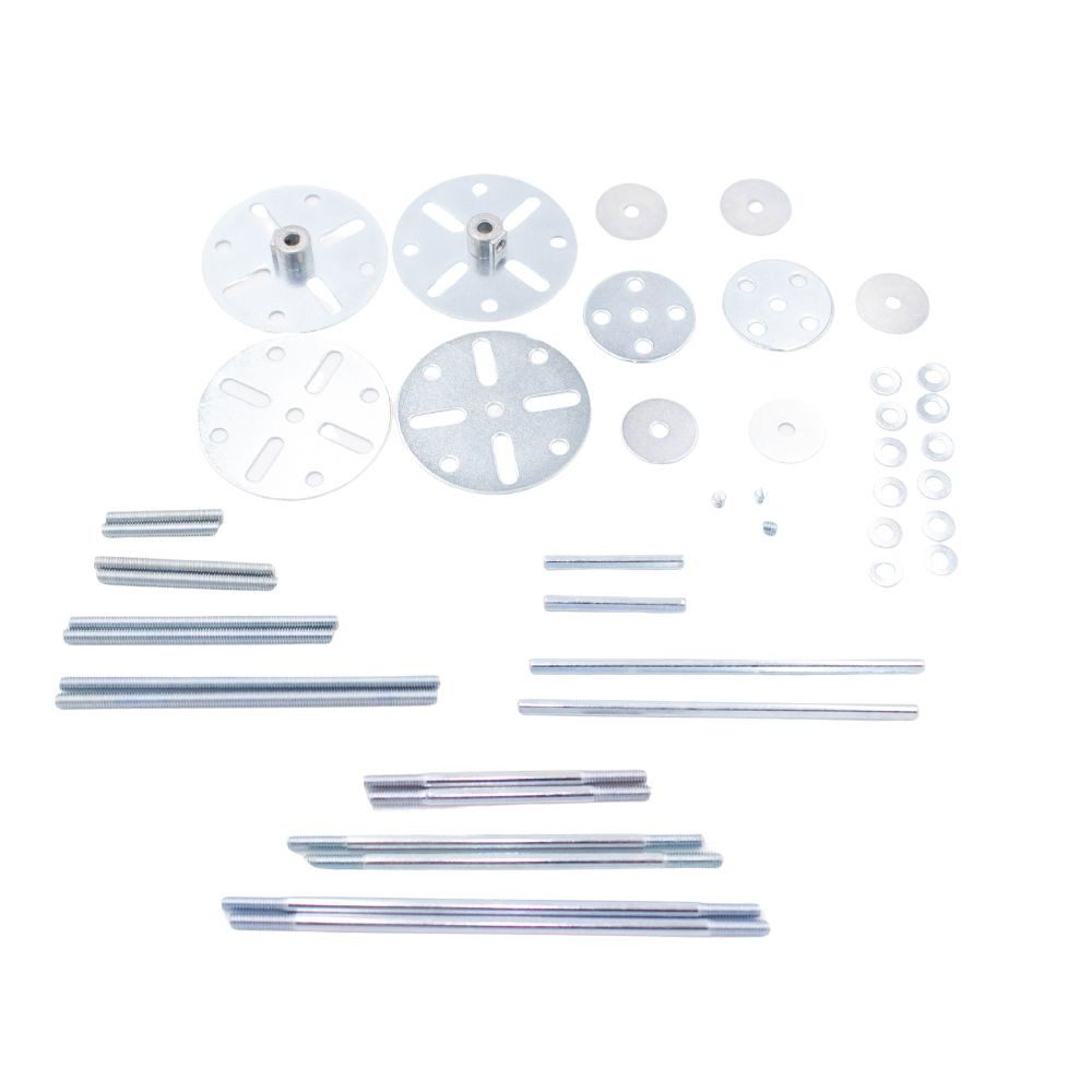 Eitech Einzelkomponenten Scheiben, Achsen, & Gewindestifte, Ergänzungsbeutel Metallbaukasten, (42 St), Einzelteile für deine Kreativprojekte, M4 kompatibel, Made in Germany