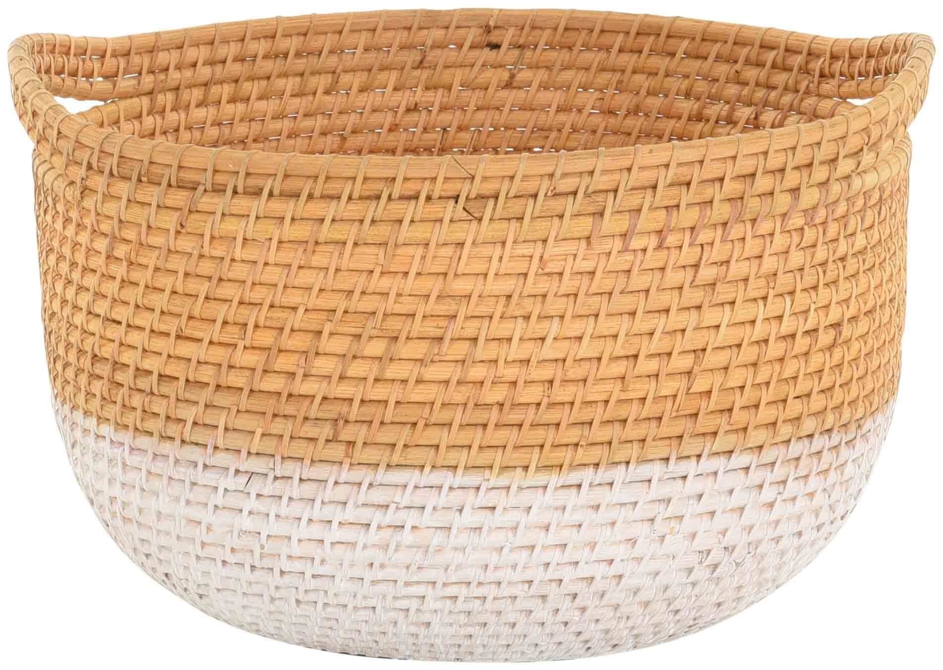 Krines Home Dekokorb Set/2 Retro-Design Korb Aufbewahrungskorb Flechtkorb aus Natur Rattan (2 St., 2x Körbe), Dekokorb Box Henkel Aufbewahrung