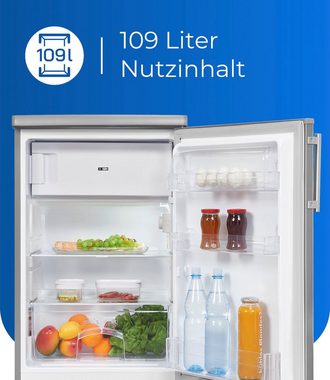 exquisit Kühlschrank KS16-4-HE-040E inoxlook, 85,5 cm hoch, 55,0 cm breit, 109 L Volumen, 4 Sterne Gefrieren