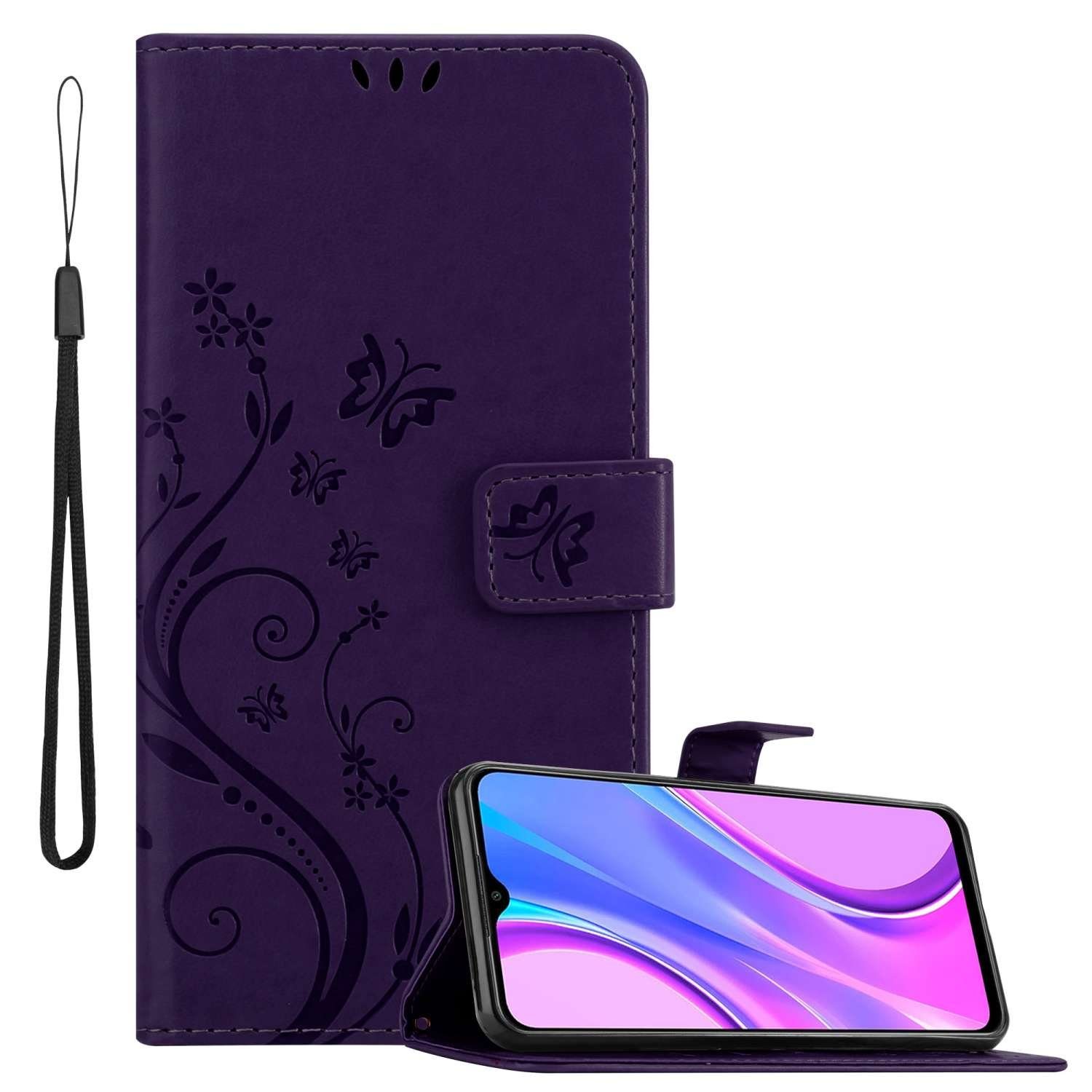 Cadorabo Handyhülle für Xiaomi RedMi 9 Hülle Xiaomi RedMi 9, Hülle Schutzhülle Blumen Flower mit Standfunktion Kartenfach Magnet