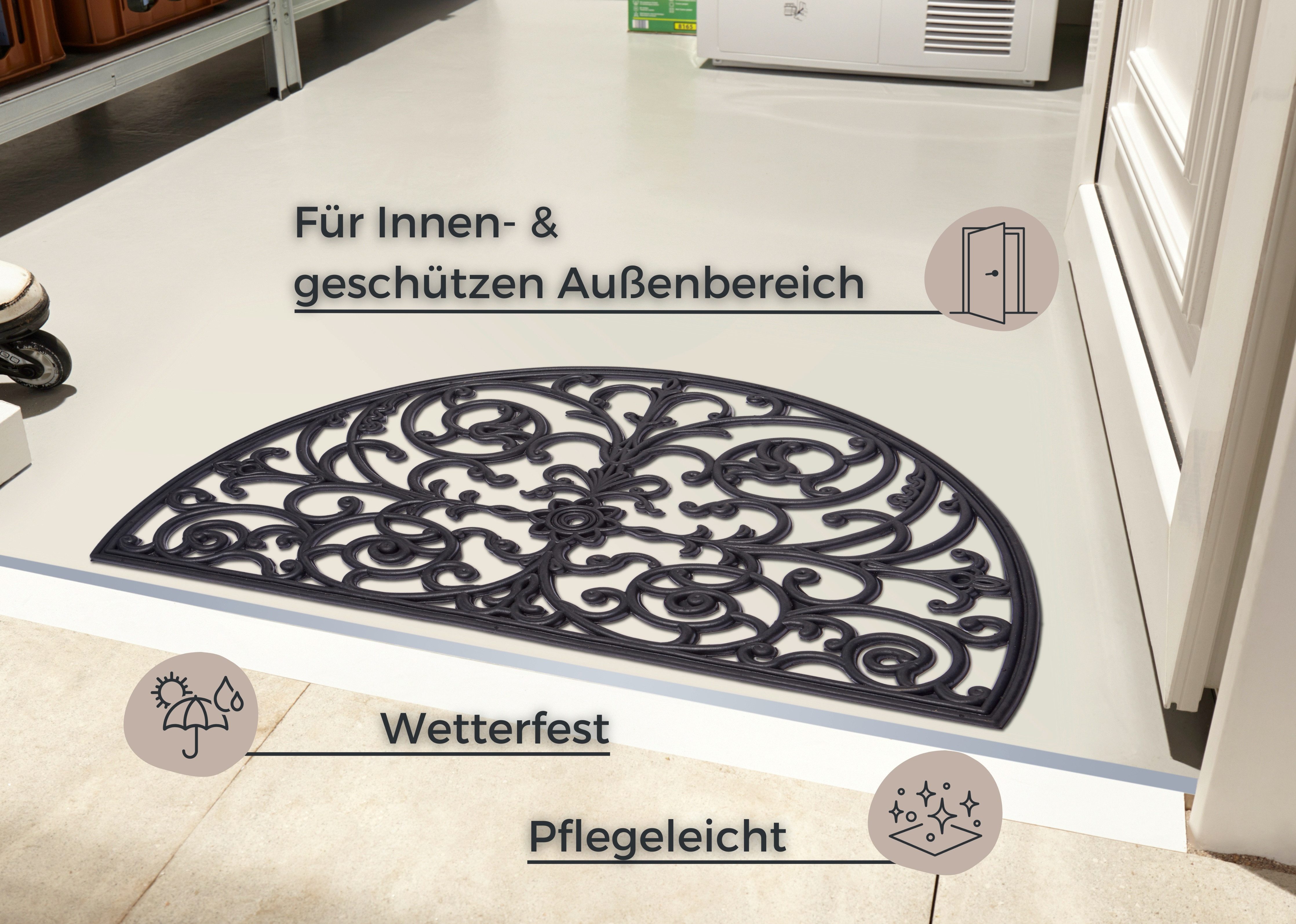 HANSE Home Fußmatte Ornaments, Türmatte, halbrund, Höhe: 10 mm, Gummi, Schm günstig online kaufen