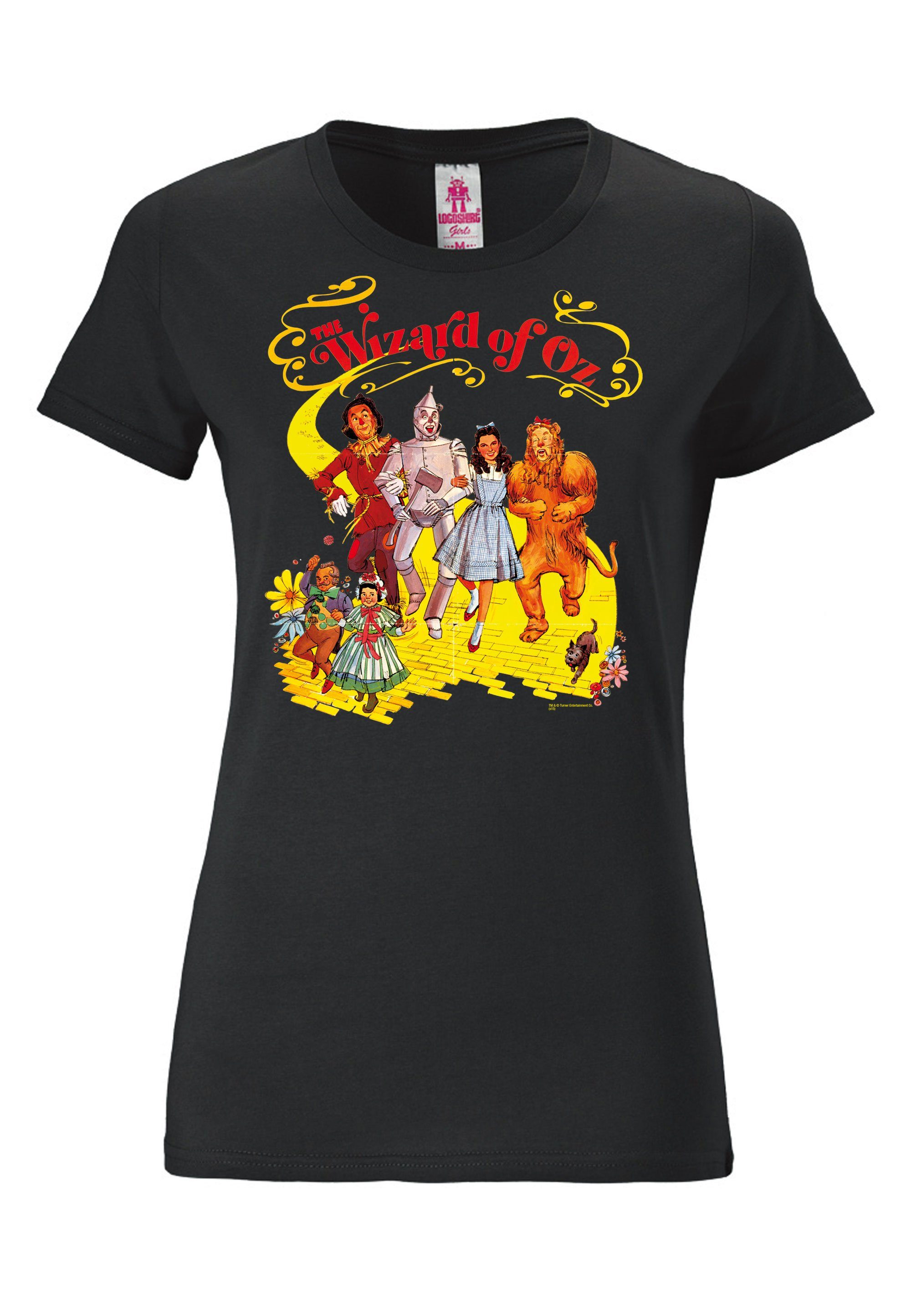 Oz von LOGOSHIRT Zauberer Yellow - Retro-Print tollem T-Shirt Brick Der Road mit