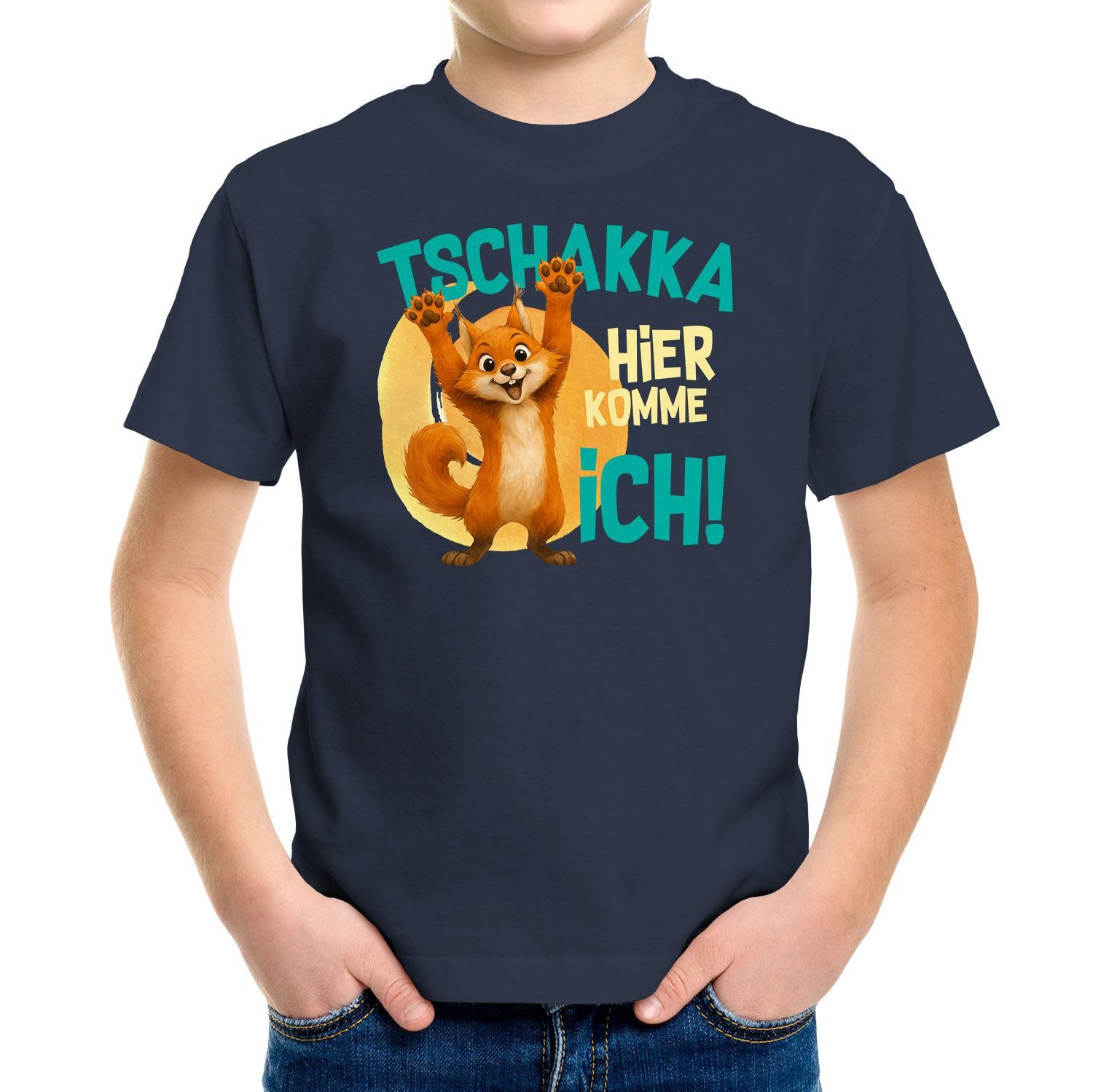 Print-Shirt Kinder T-Shirt Tschakka Hier komme ich Lustige Comic Tiermotiv-Shirts