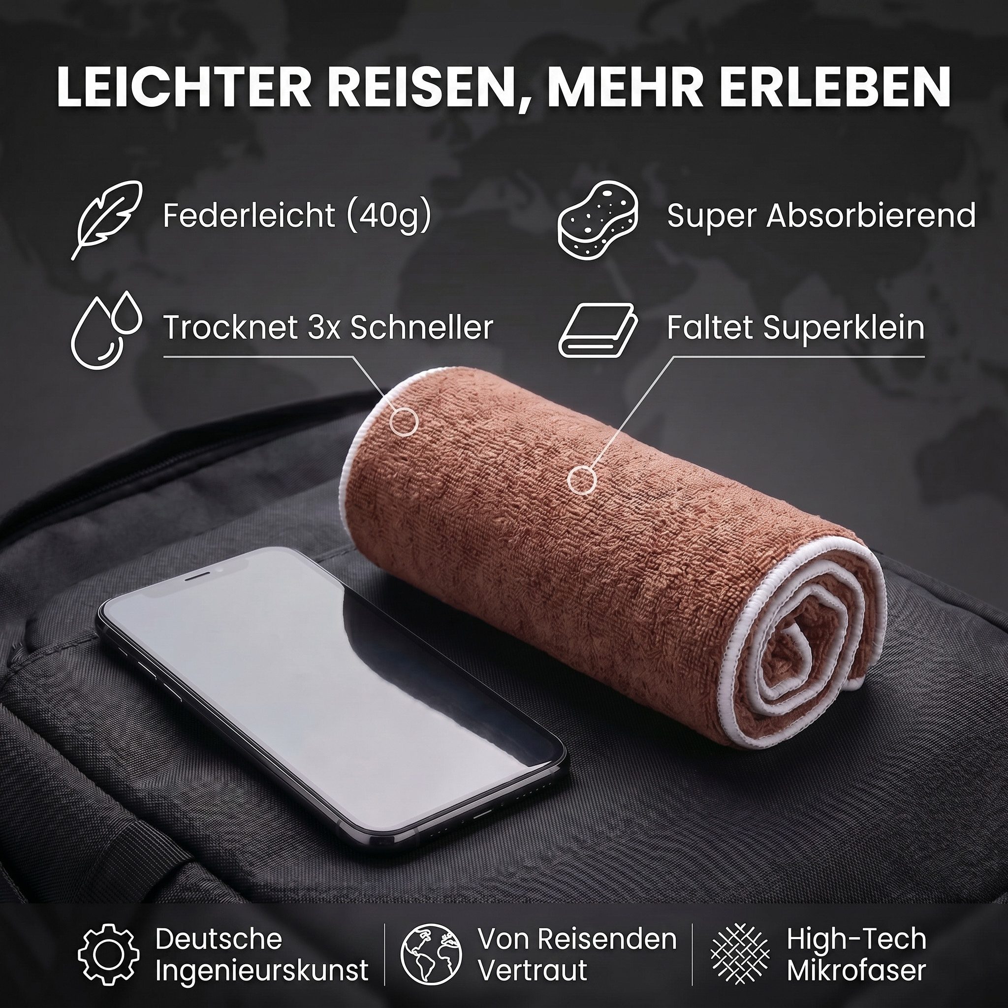 LightDry Reisehandtuch LightDry Reisehandtuch – Leichtes Mikrofaser-Sport und Strandhandtuch, Sport, Strand & Badehandtuch – Bild 2 von 5