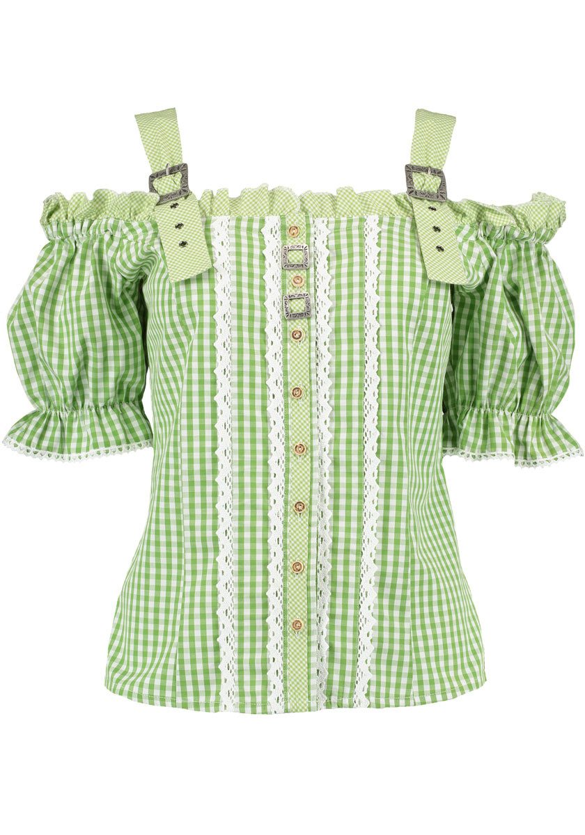 OS Trachten Trachtenbluse Ximira Tailliert, Bluse mit Trägern, Puffärmel, S günstig online kaufen