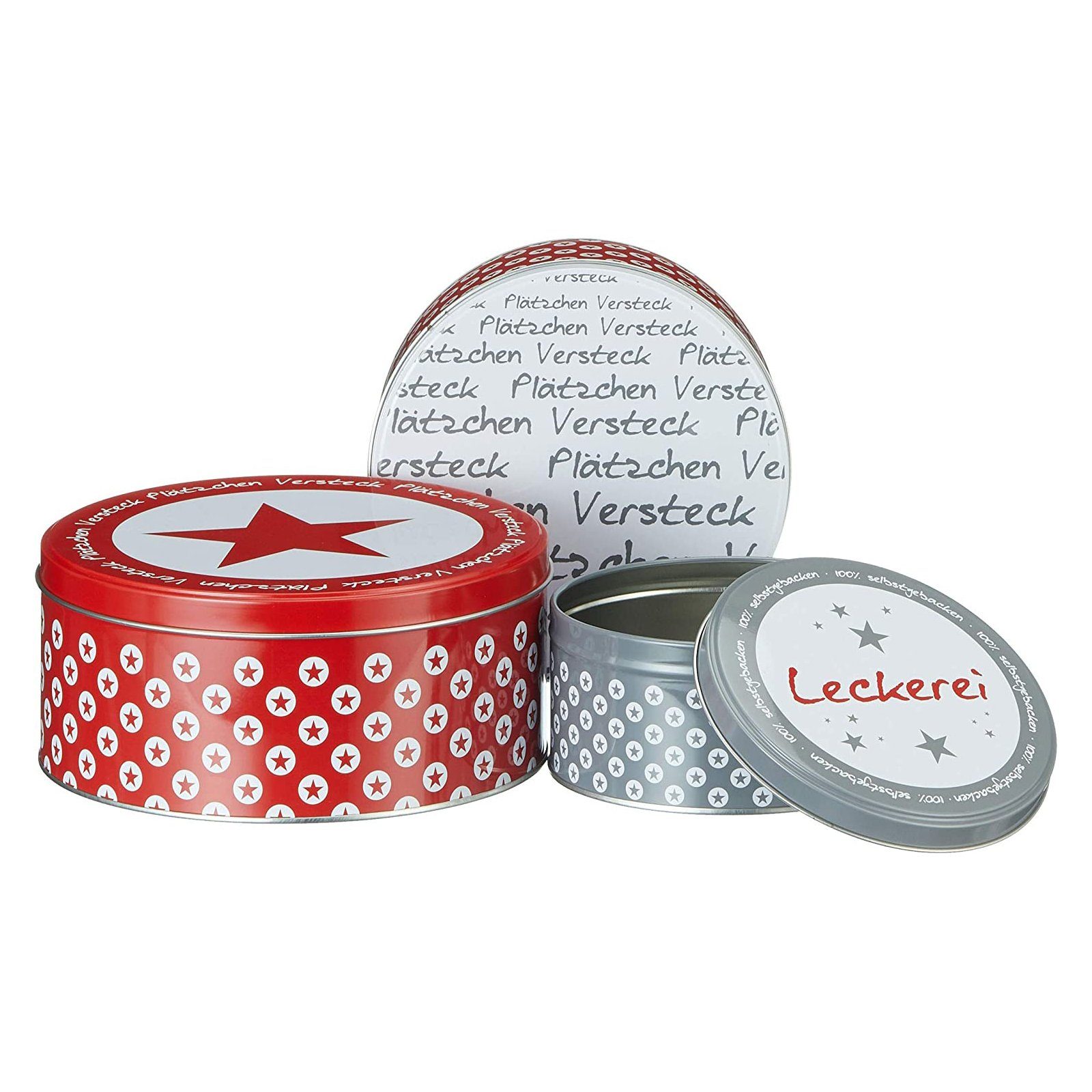 heimtexland Vorratsdose Plätzchendosen Gebäckdosen Aufbewahrung Metalldose, (Set, 3-tlg., 3er-Set), Keksdose lebensmittelecht I luftdicht I Geschenk Weihnachten