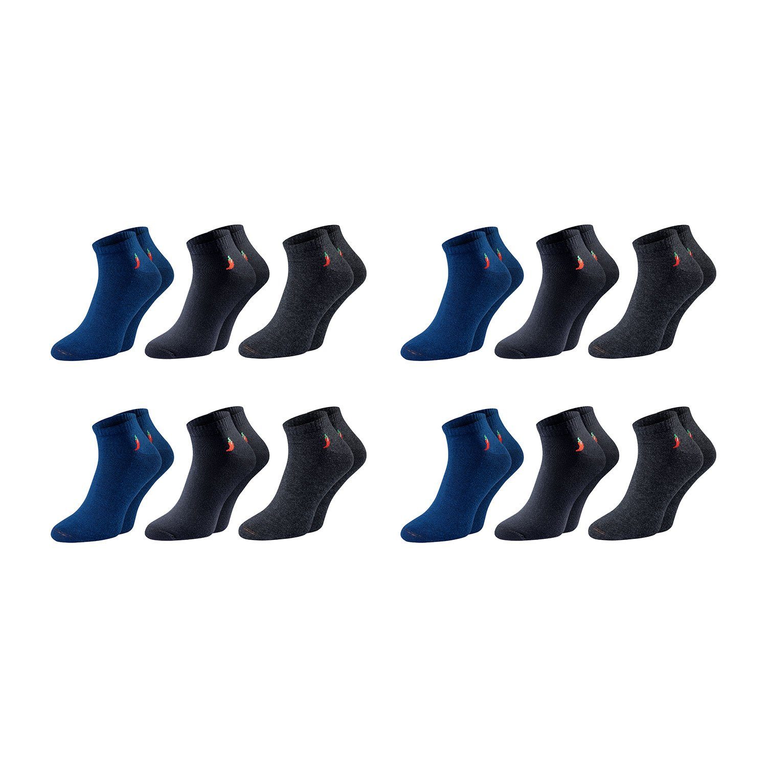Chili Lifestyle Strümpfe Dark Socken, 12 Paar, für Damen und Herren, Sport, Freizeit