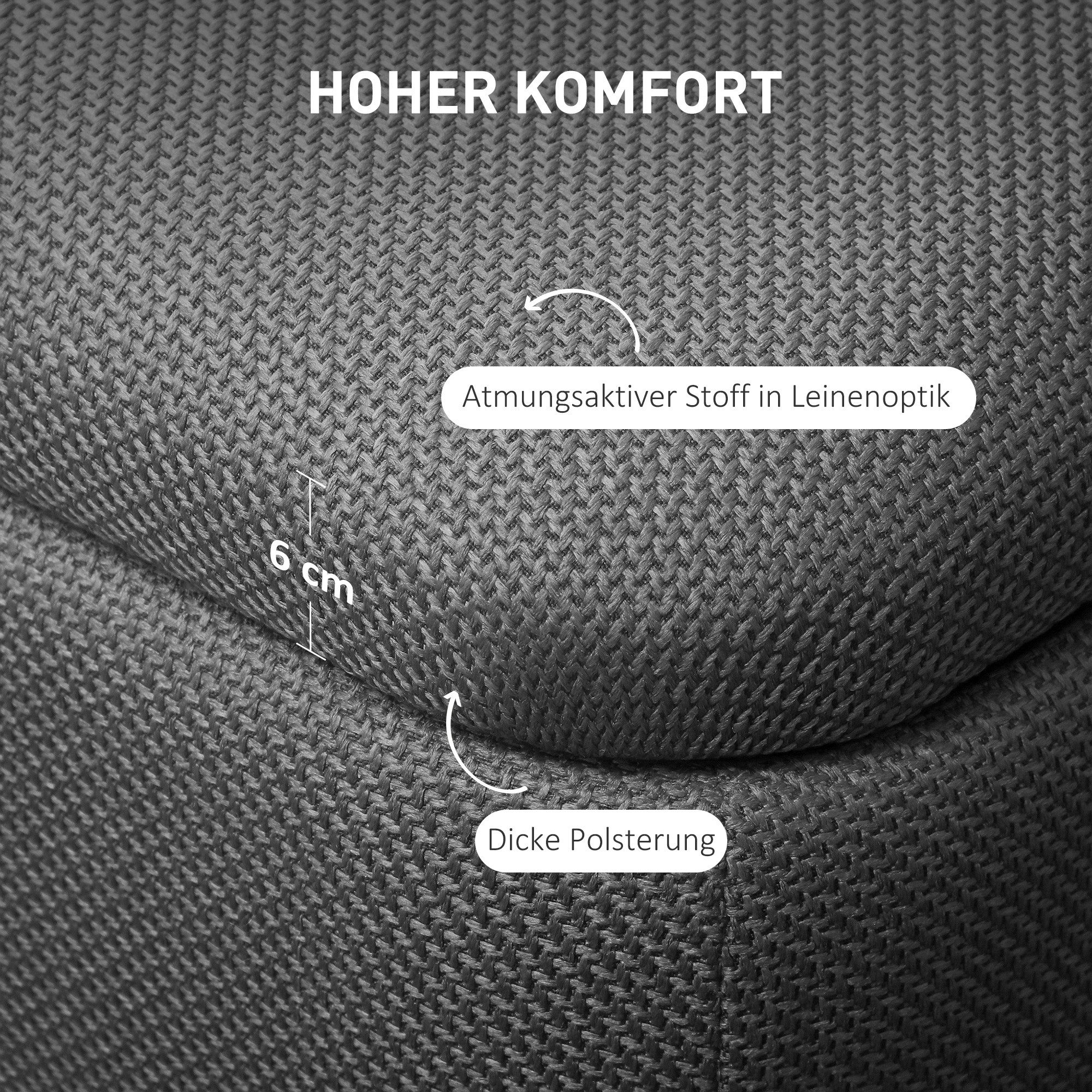 HOMCOM Sitzbank Polsterbank mit Leinenoptik, Sitztruhe Sicherheitsscharniere (Bettbank, 1-St., Polsterbank mit Stauraum), für Wohnzimmer, Schlafzimmer, Flur, 11 – Bild 5 von 5