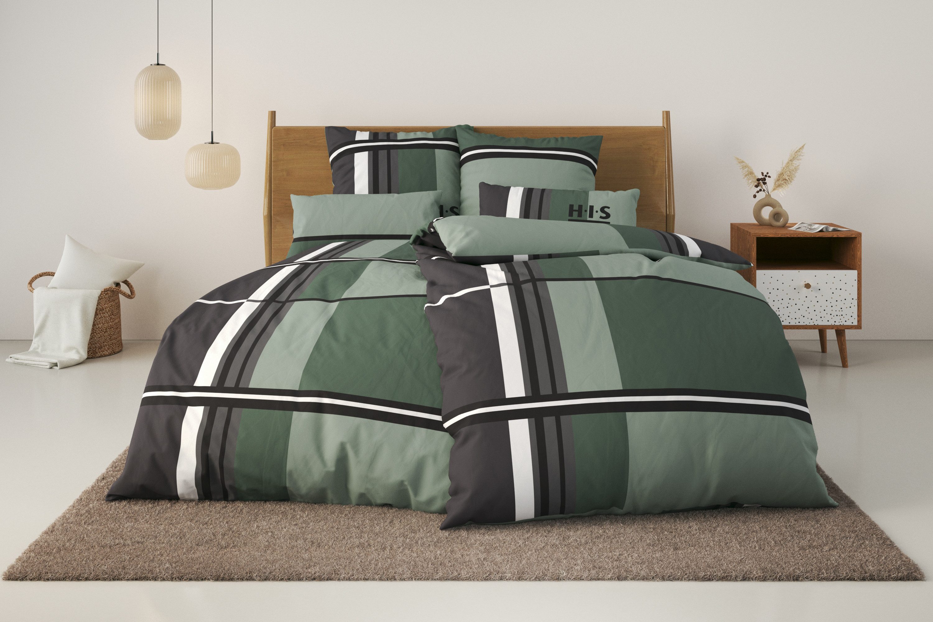 H.I.S Bettwäsche Cassia, Linon, 2 teilig, in sportlichem Karo Design,Bettwä günstig online kaufen