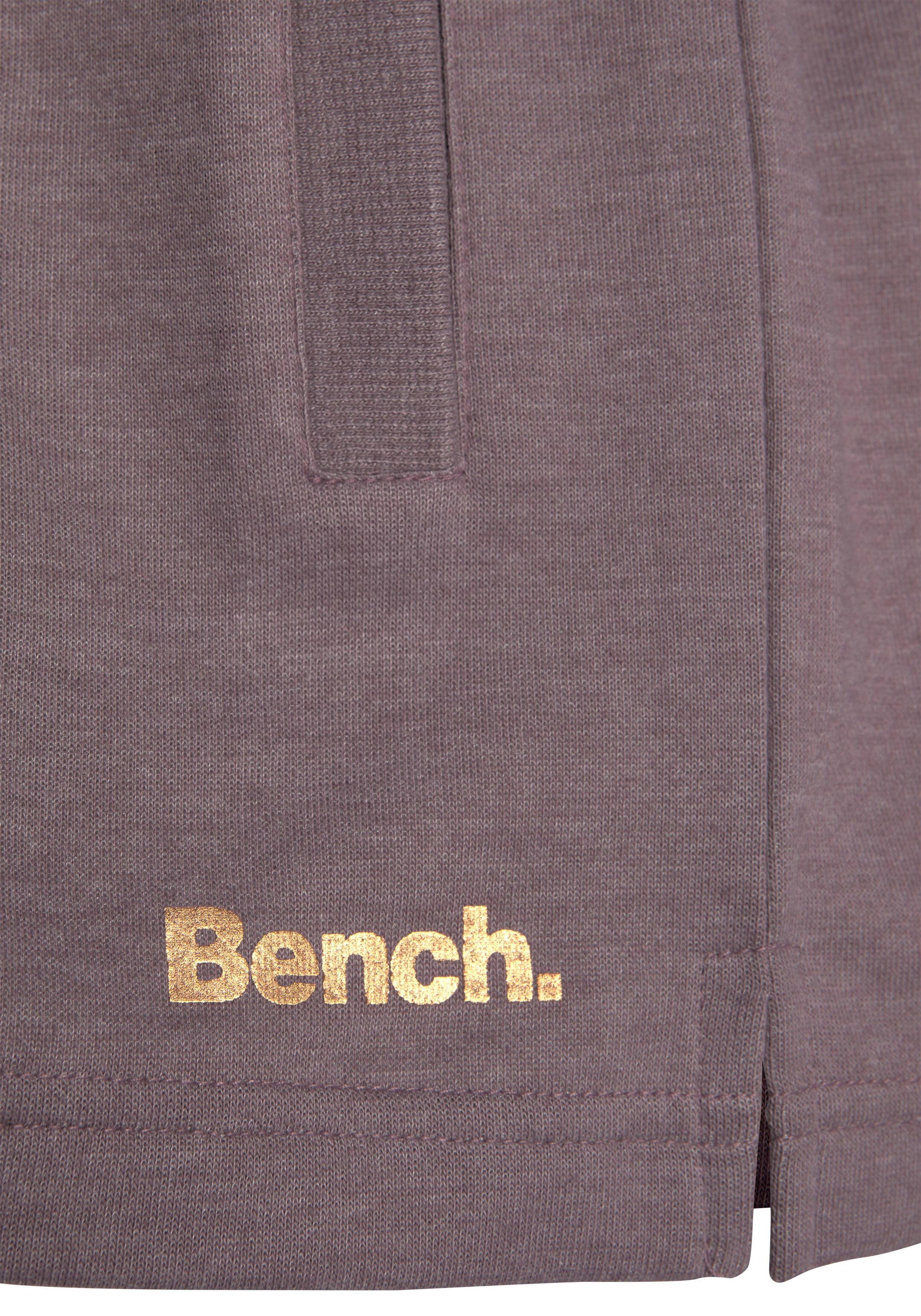 Bench. Loungewear Loungeanzug Sweathose Taschen, mauve-meliert und kurzen -Kurze Relaxshorts Seitenschlitzen seitliche mit