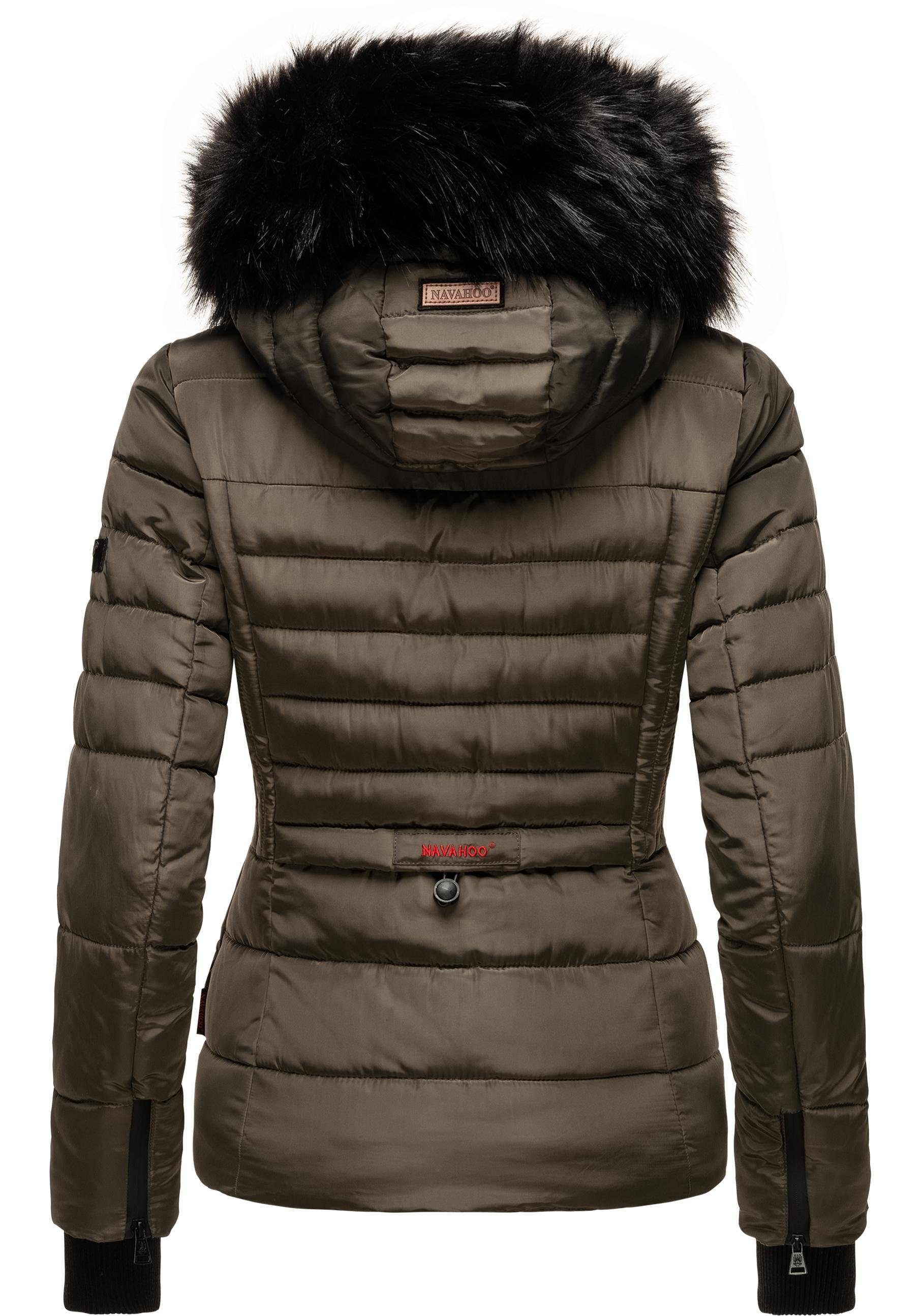 Navahoo Steppjacke Adele hochwertige Winterjacke mit edler Kunstfell- Kapuze
