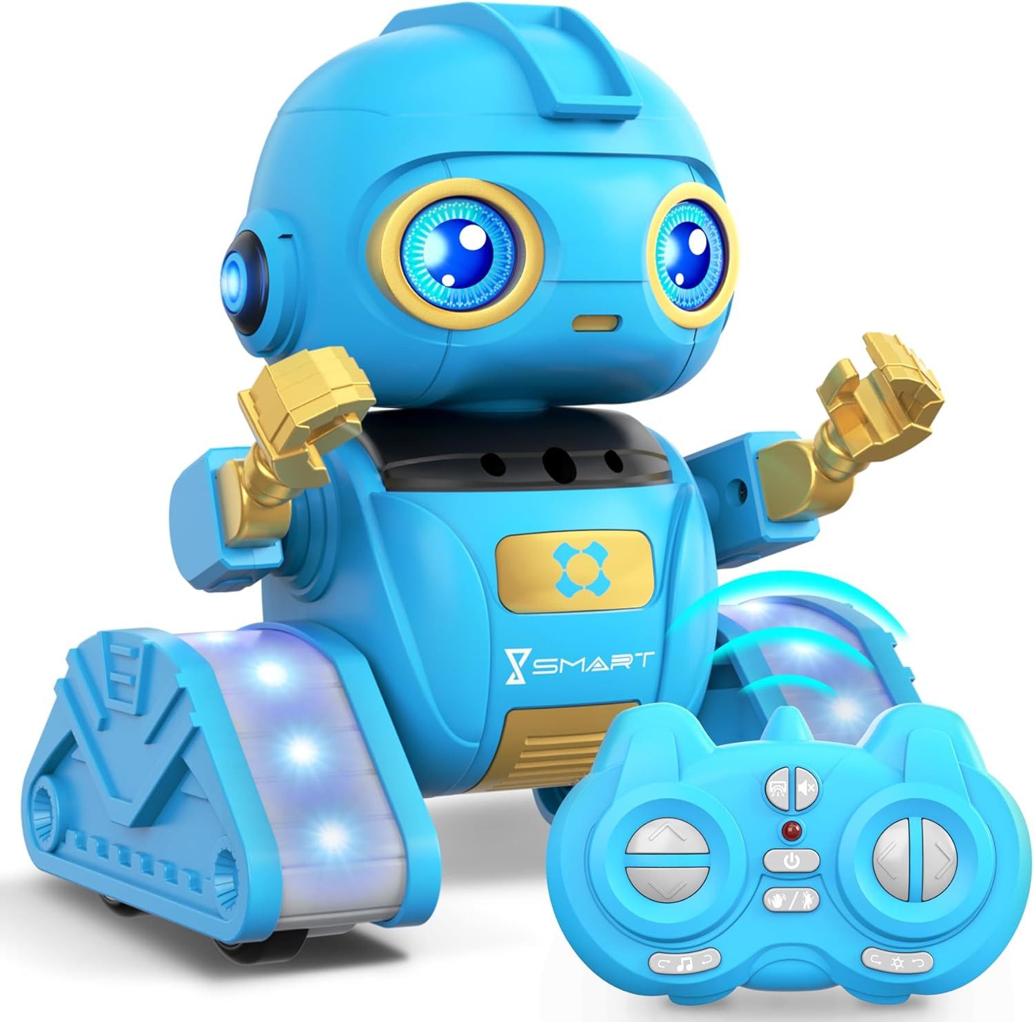 Ophy RC-Roboter Projizierbarer RC-Roboter (Blau) – wiederaufladbar (LED-Augen, Musik, Gestensensor), Spielzeug ab 3–10 Jahren, Geschenk für Jungen & Mädchen