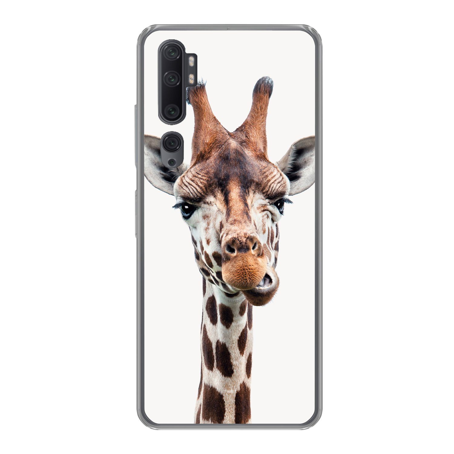 MuchoWow Handyhülle für Xiaomi Mi Note 10 Pro Jungen - Giraffe - Tiere - Kopf - Porträt -