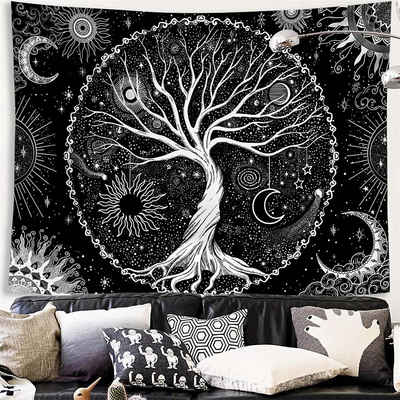 Wandteppich »Baum des Lebens Tapisserie Schwarz und Weiß Wandteppich Schlafzimmer«, Vaxiuja