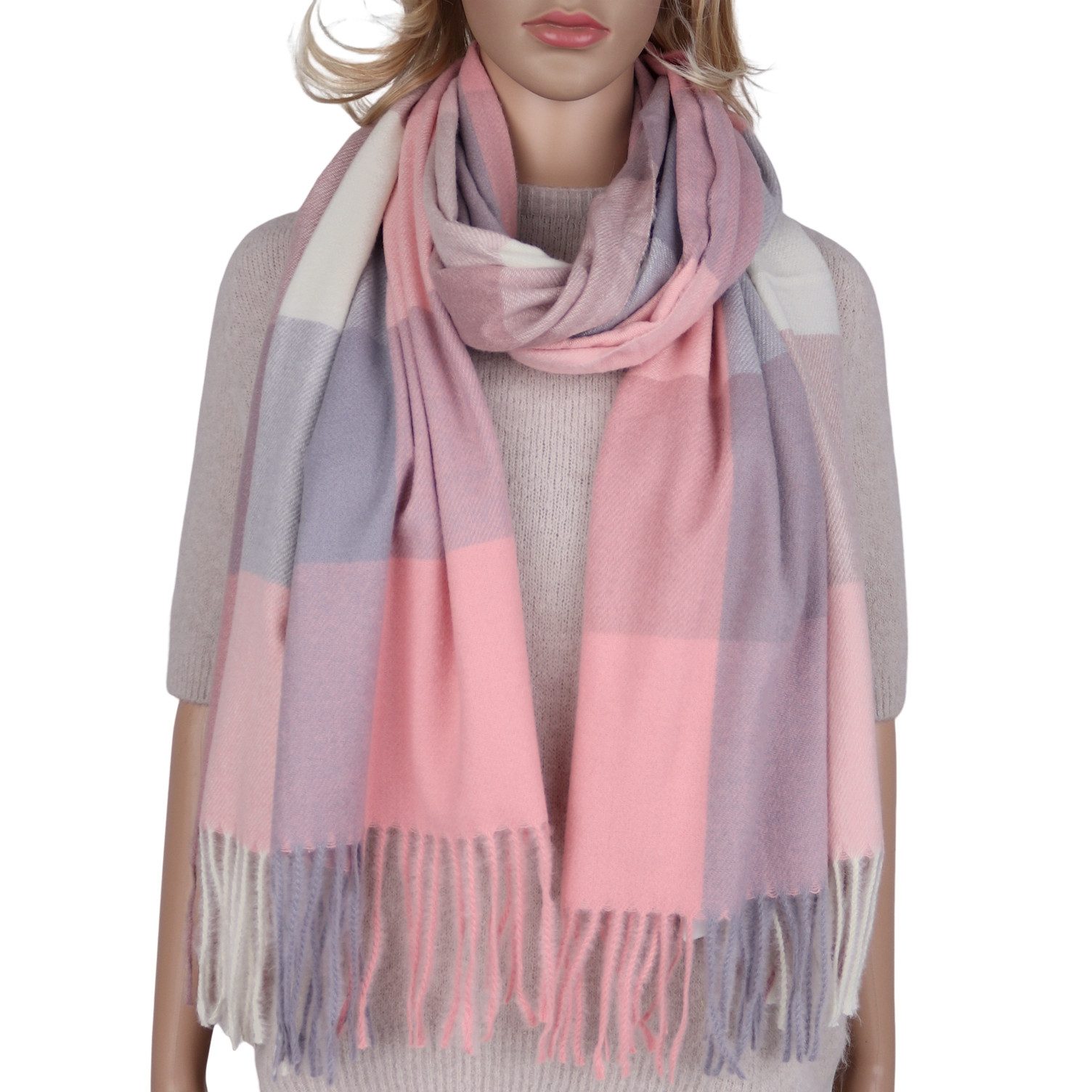 MIRROSI Modeschal weicher und warmer karierter Schal mit Fransen, 70x180cm, günstig online kaufen