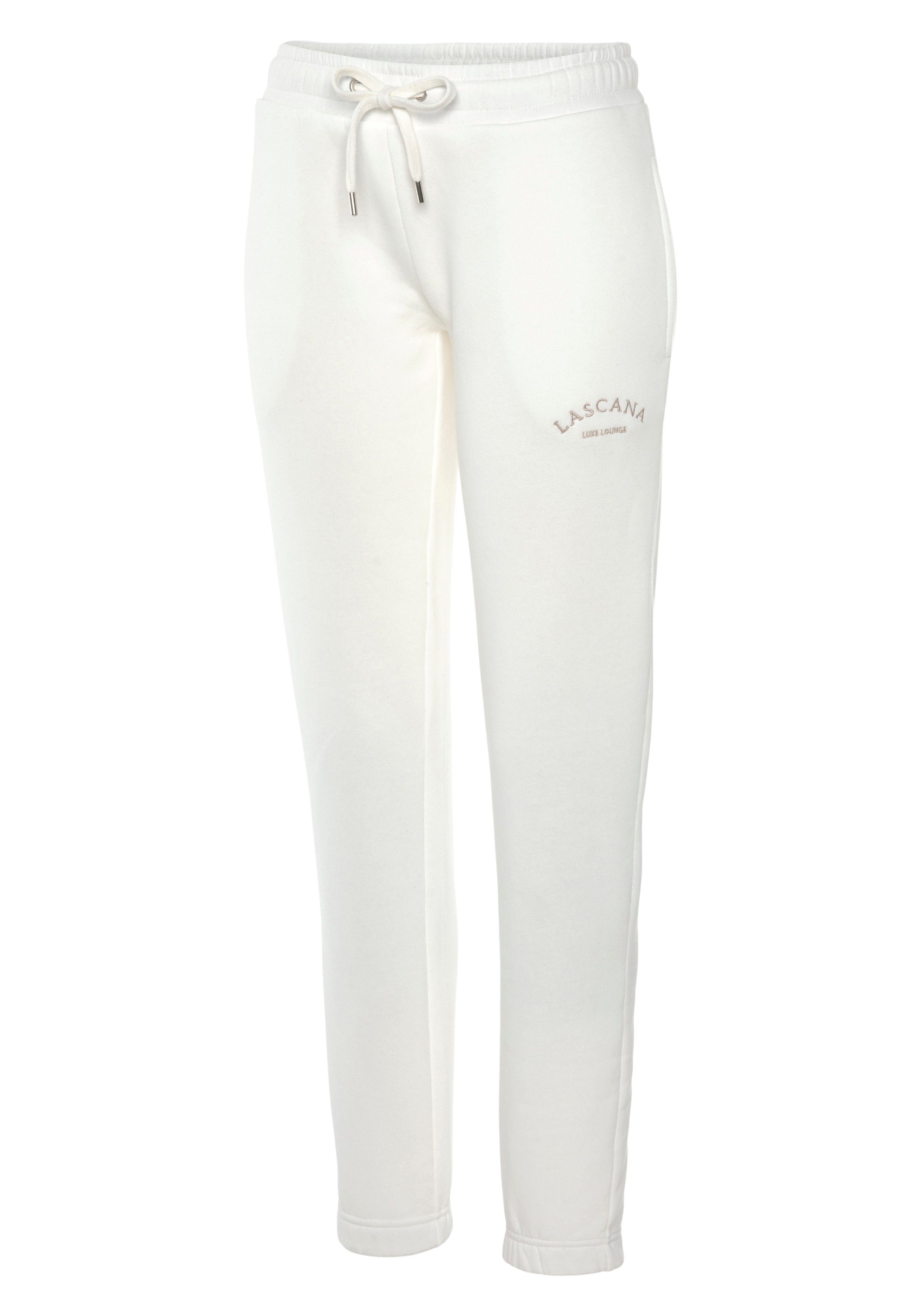 LASCANA Sweathose Loungehose mit seitlichen Taschen und Logostickerei, Loungewear